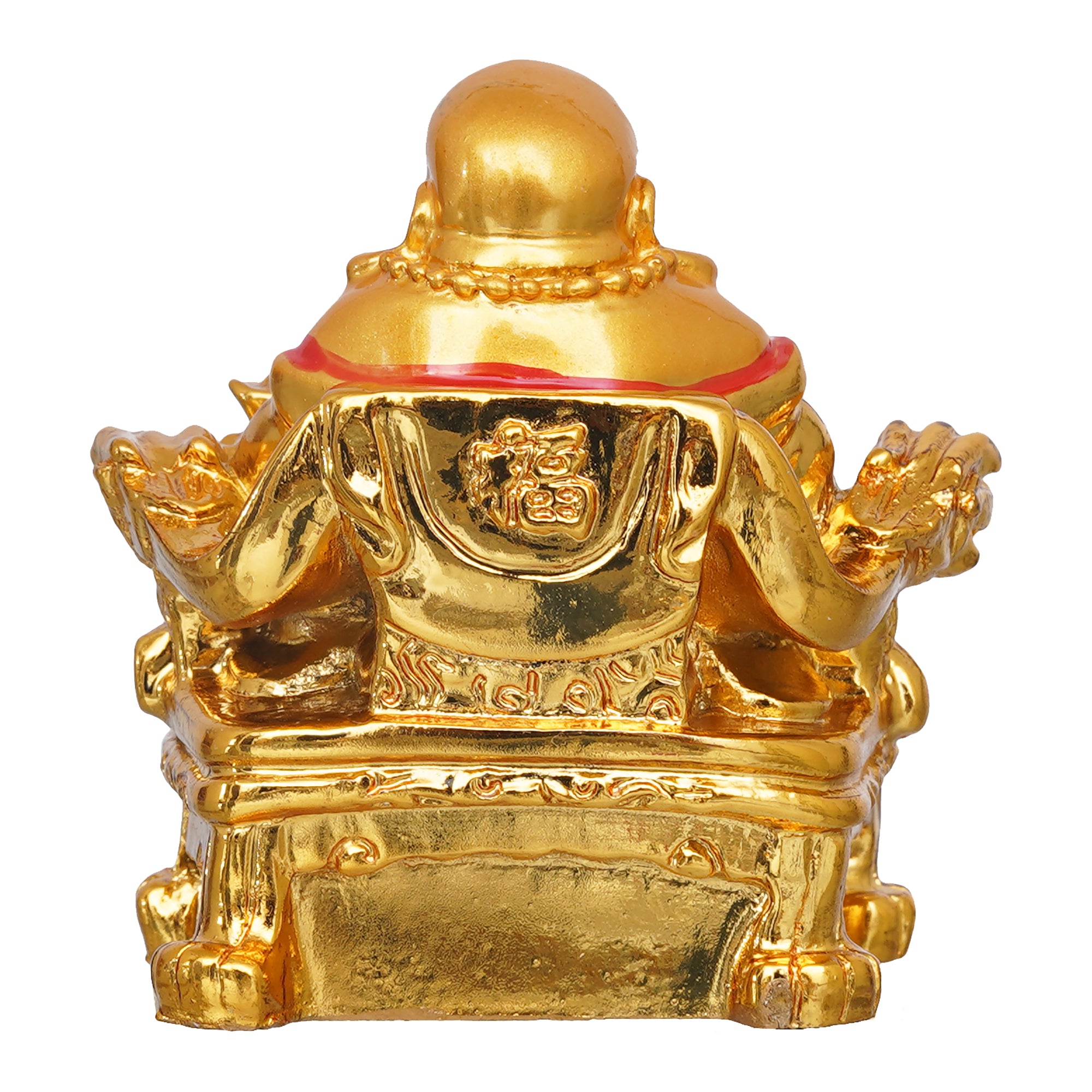 eCraftIndia Golden Polyresin Feng Shui Laughing Buddha Statue Sitting on Chair 8