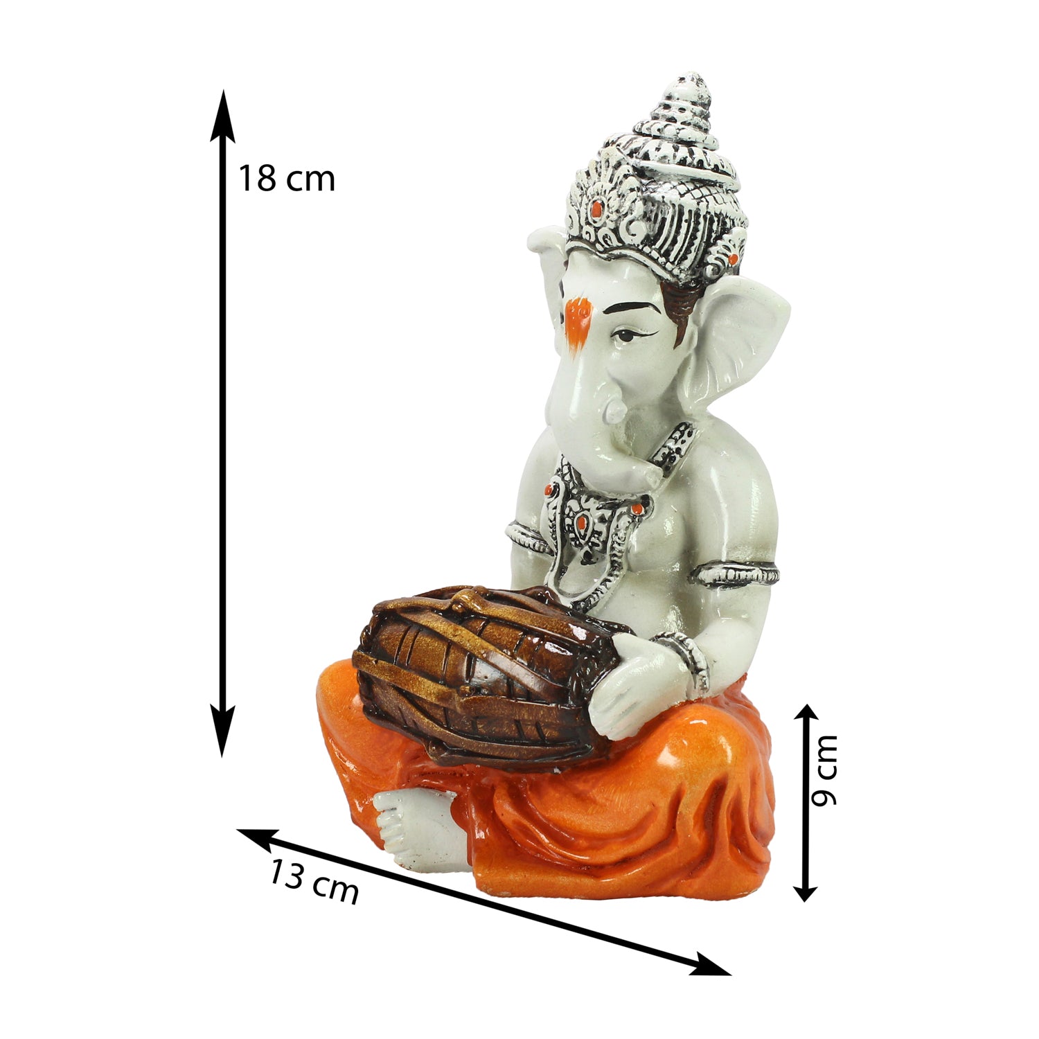 Lord Ganesha Idol Playing Dholak Musical Instrument 2