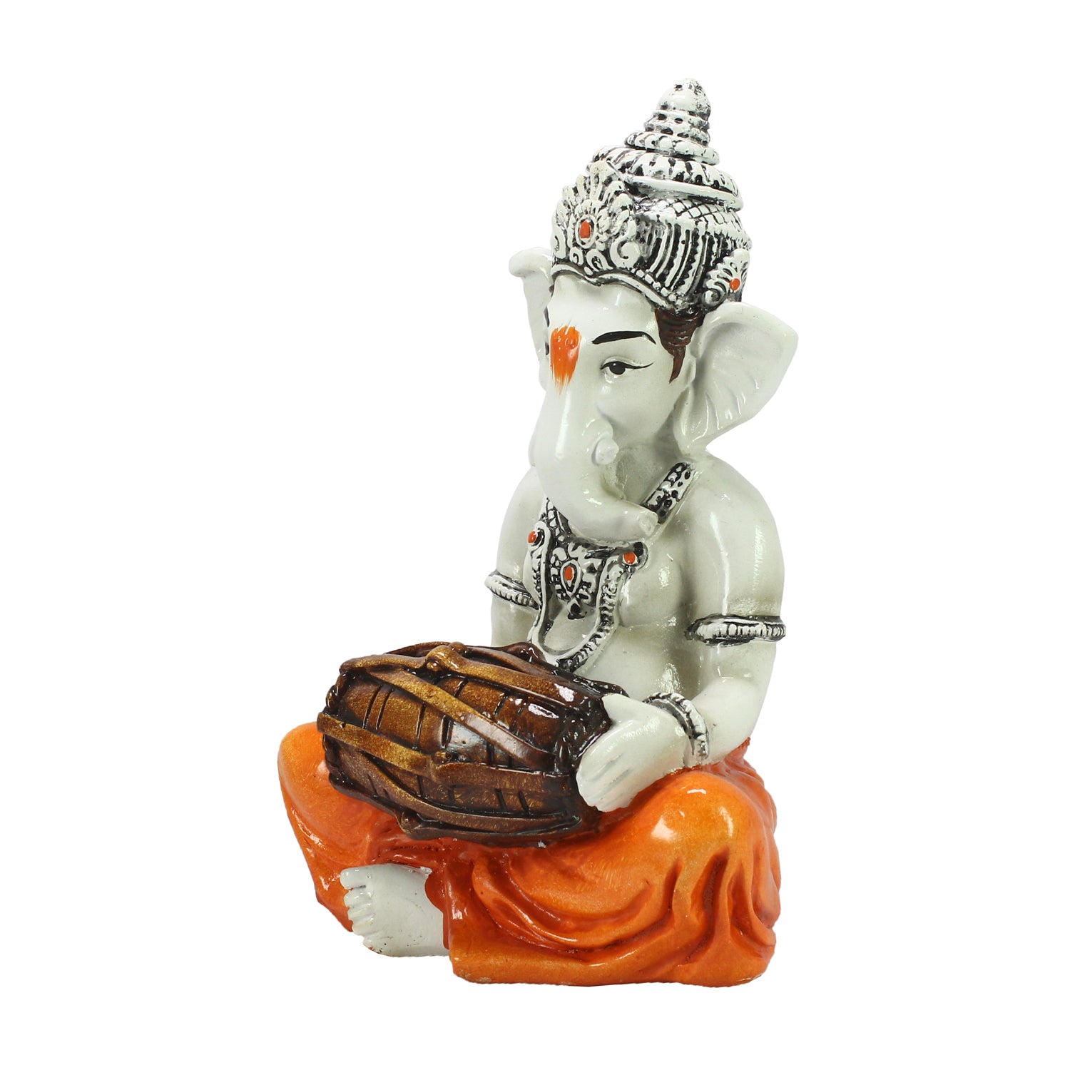 Lord Ganesha Idol Playing Dholak Musical Instrument 4