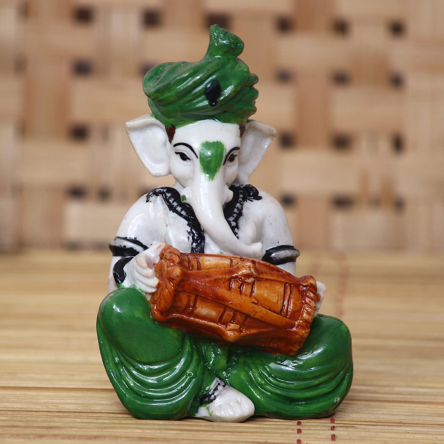 Lord Ganesha Idol Playing Dholak Musical Instrument 1