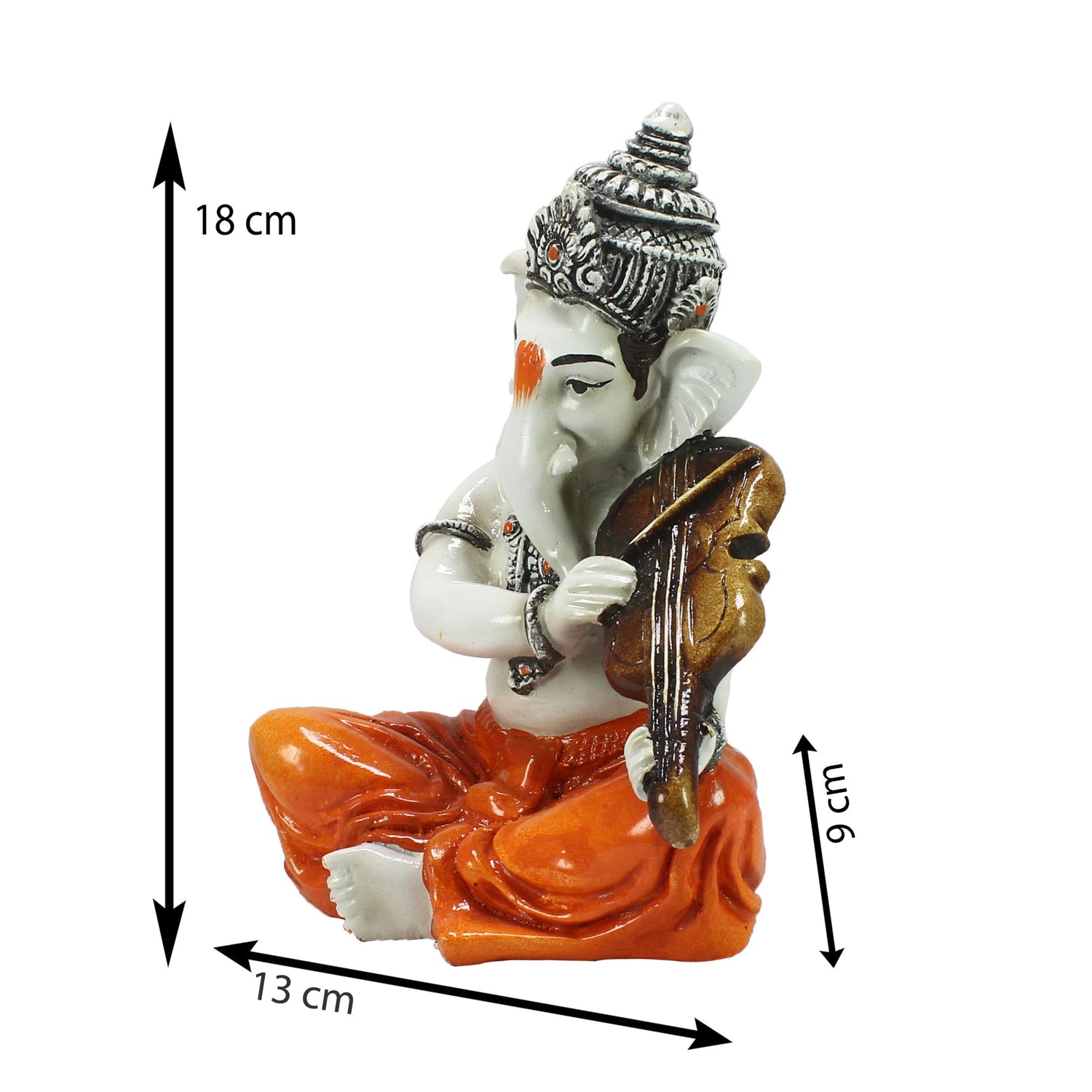 Lord Ganesha Idol Playing Violin Musical Instrument Polyresin God Idol 2