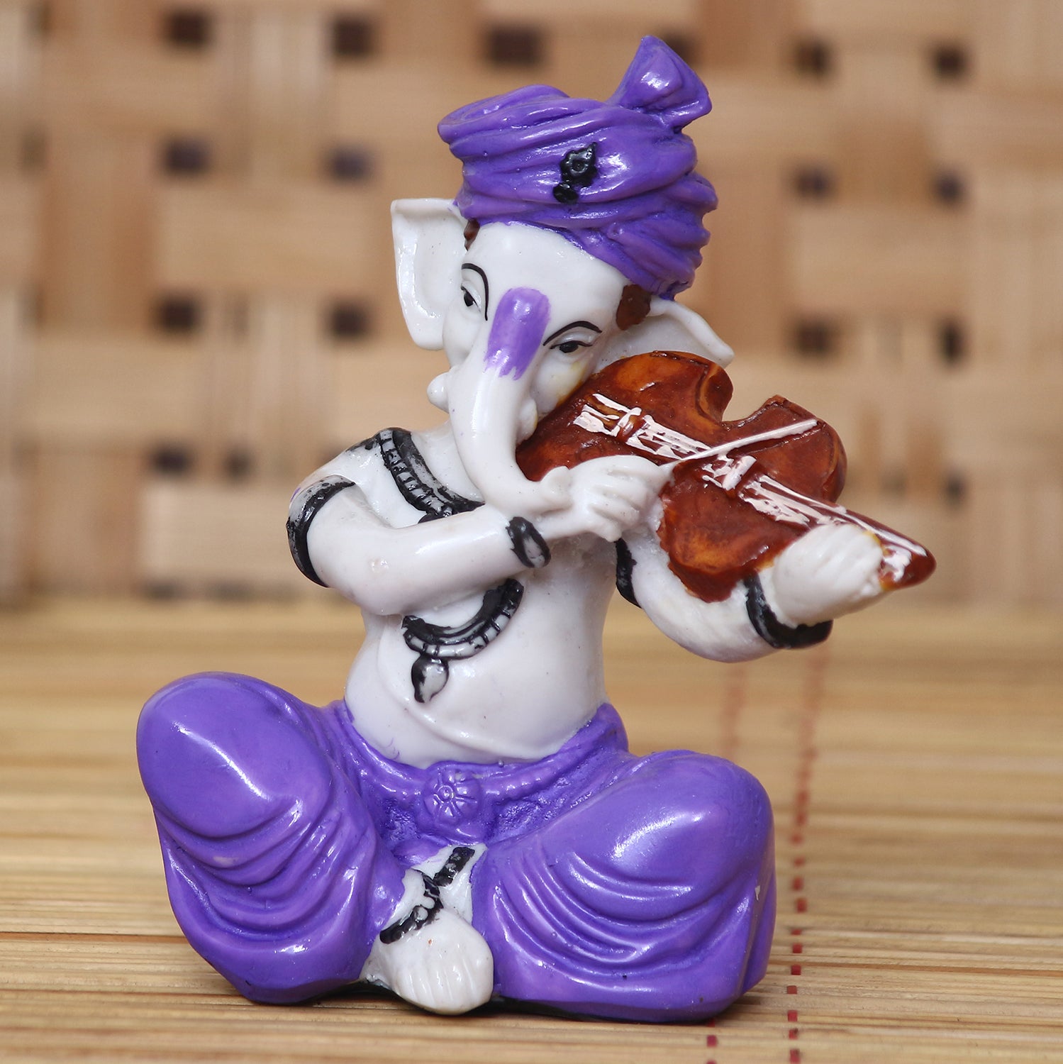 Lord Ganesha Idol Playing Violin Musical Instrument Polyresin God Idol 1