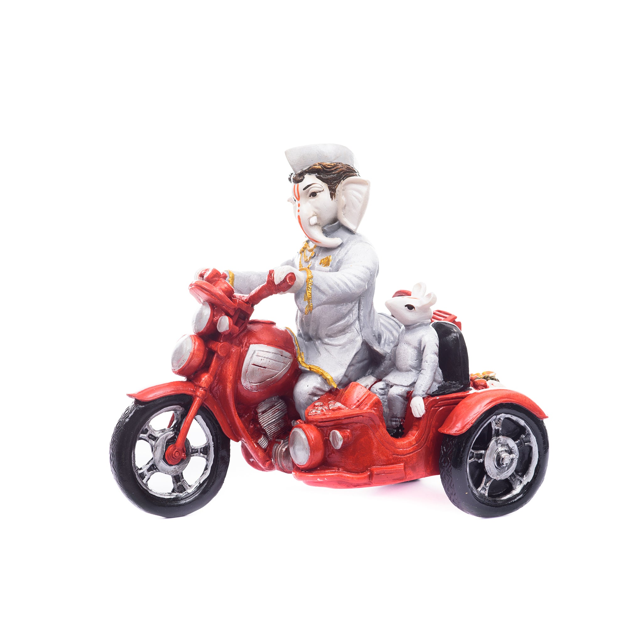 Polyresin Lord Ganesha Idol Riding a Scooter with Mouse 1