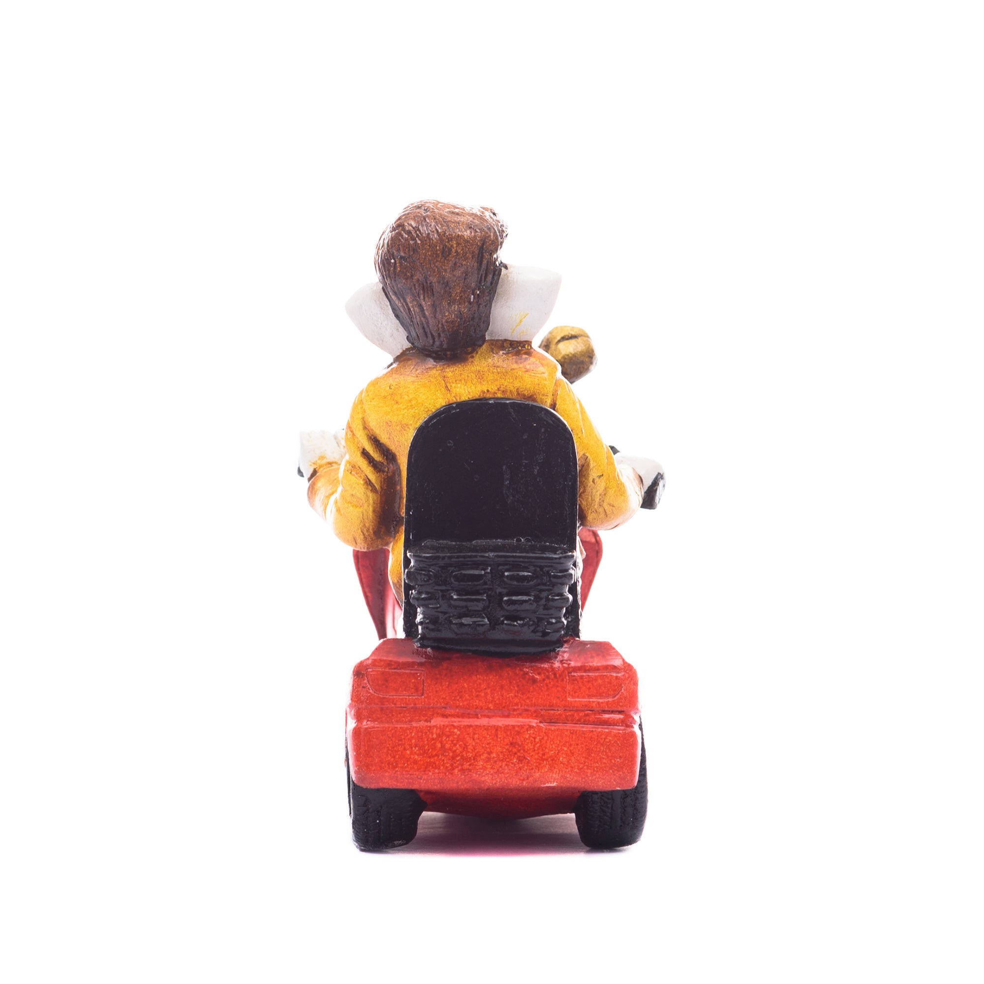 Polyresin Lord Ganesha Idol riding Scooter (Red and Yellow) 4