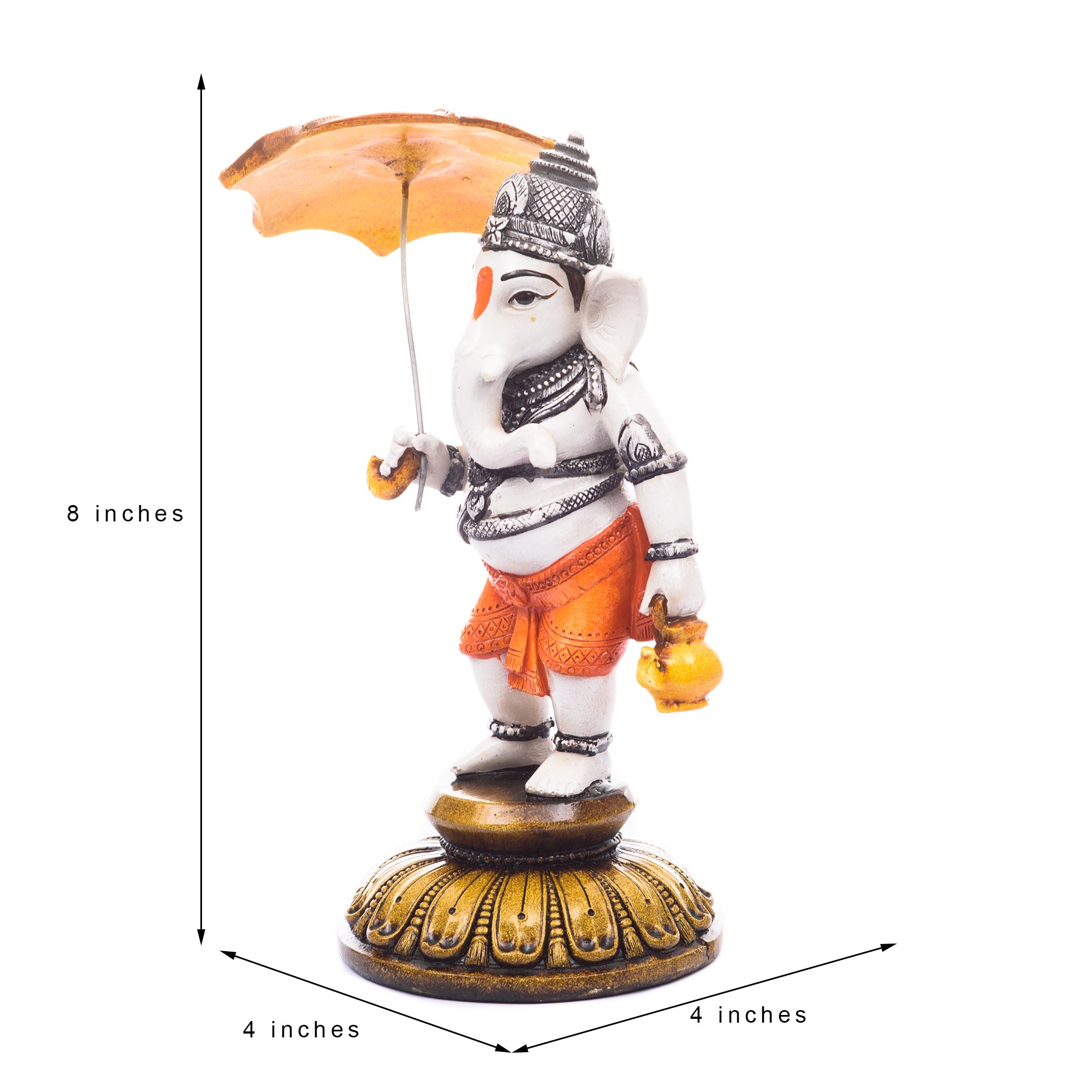 Handcrafted Polyresin Standing Lord Ganesha Idol Holding Umbrella 2