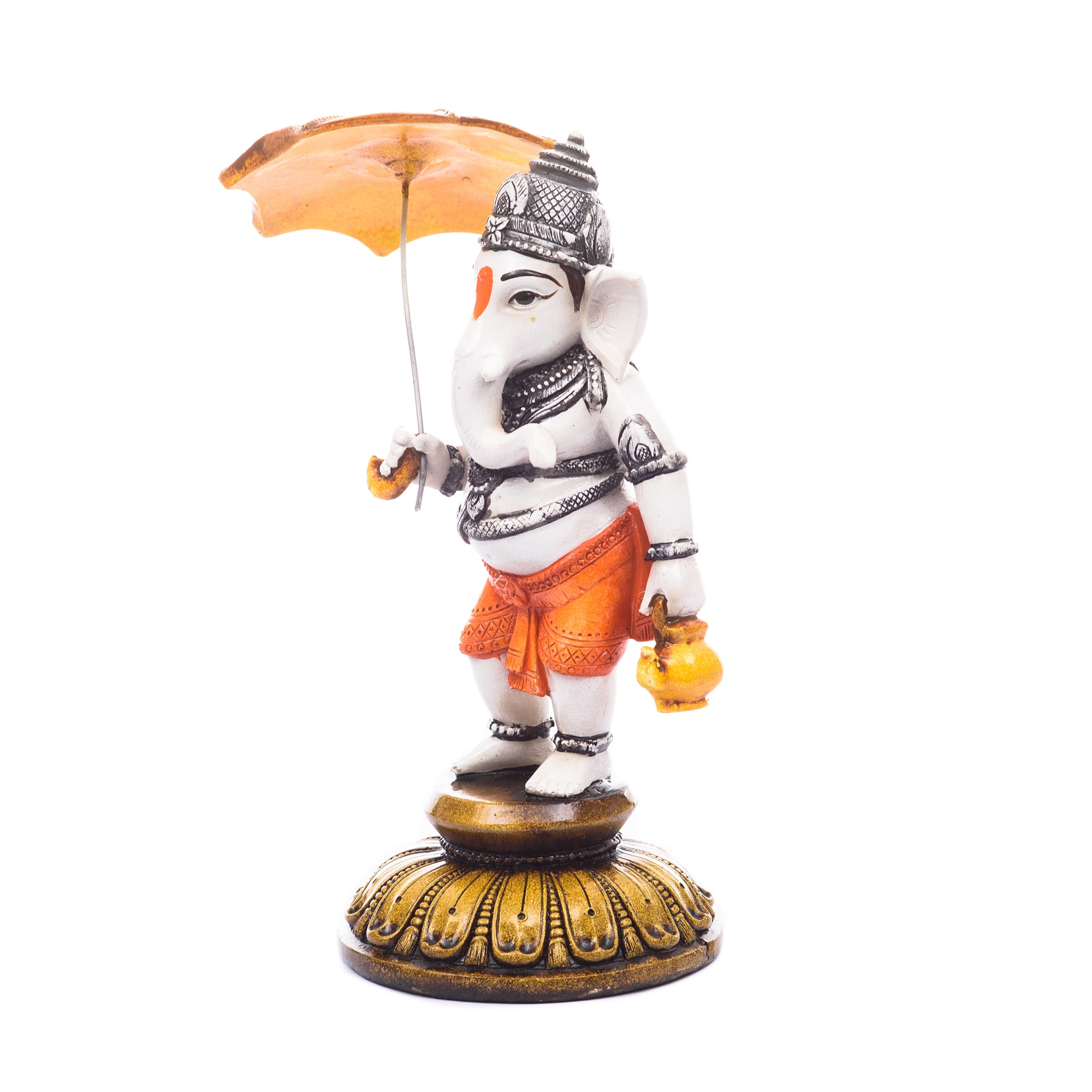 Handcrafted Polyresin Standing Lord Ganesha Idol Holding Umbrella 3