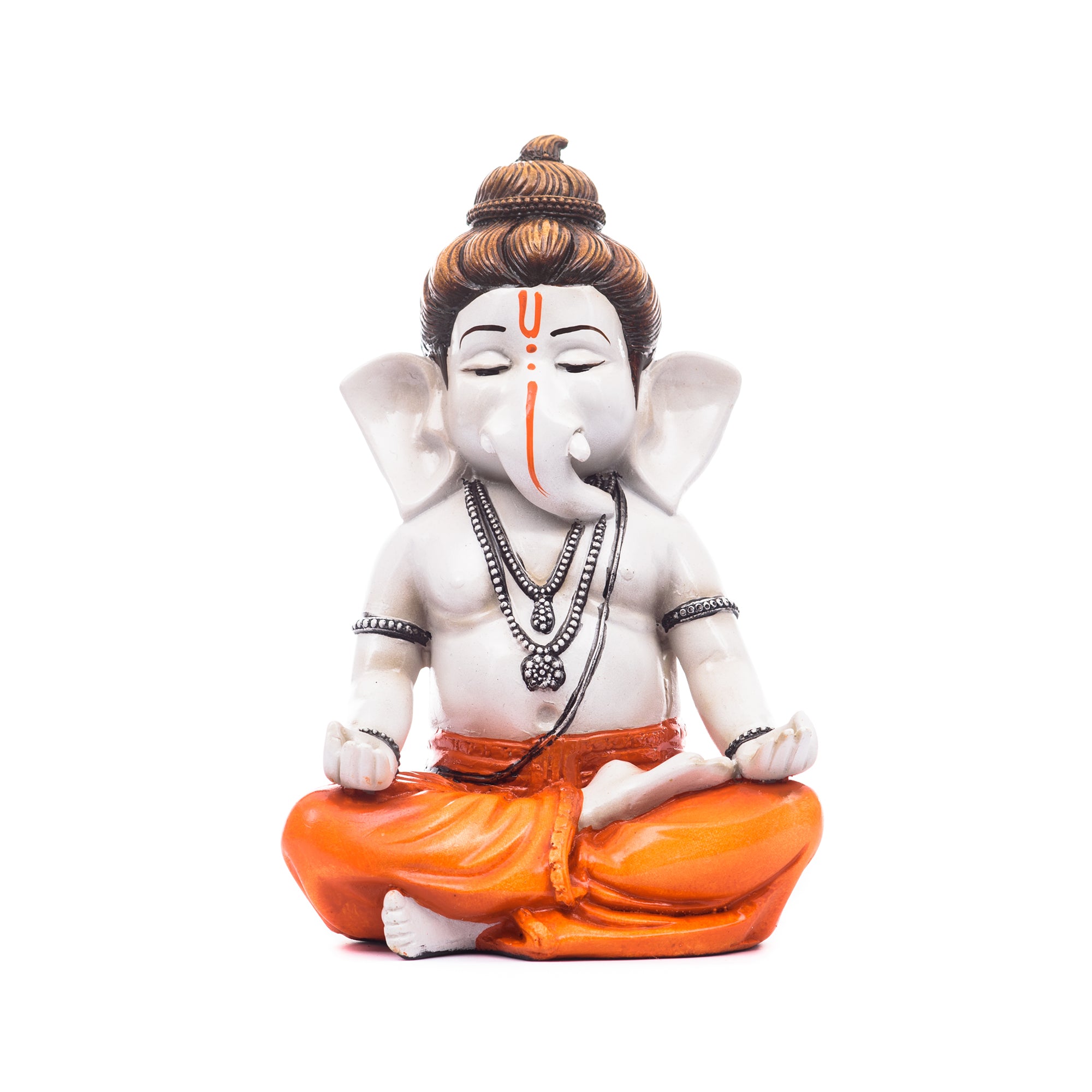Orange Polyresin Meditating Lord Ganesha Statue 1