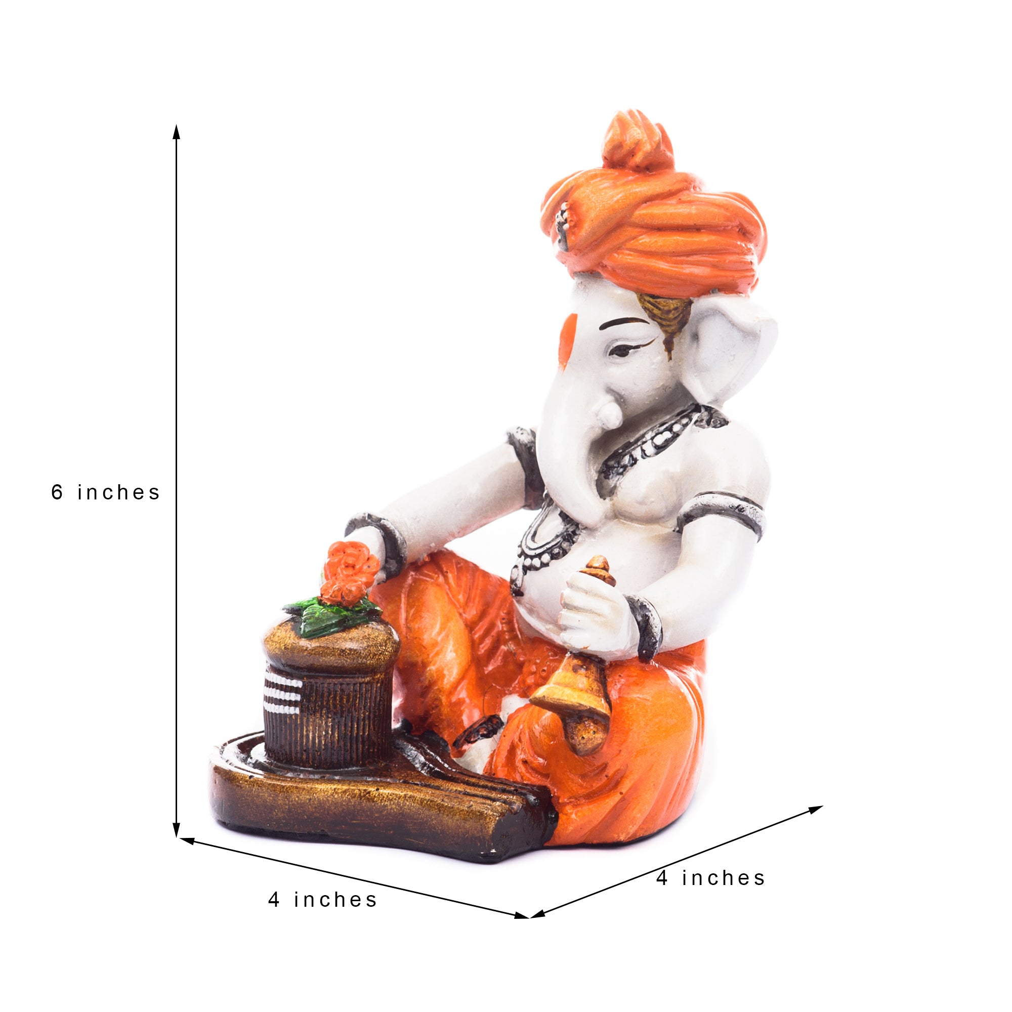 Orange Polyresin Lord Ganesha Idol Worshipping Lord Shiv Pooja 2