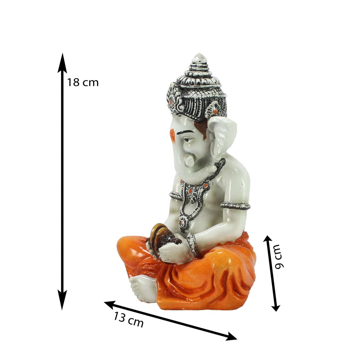 Lord Ganesha Statue Playing Manjeera Decorative Polyresin God Idol 2