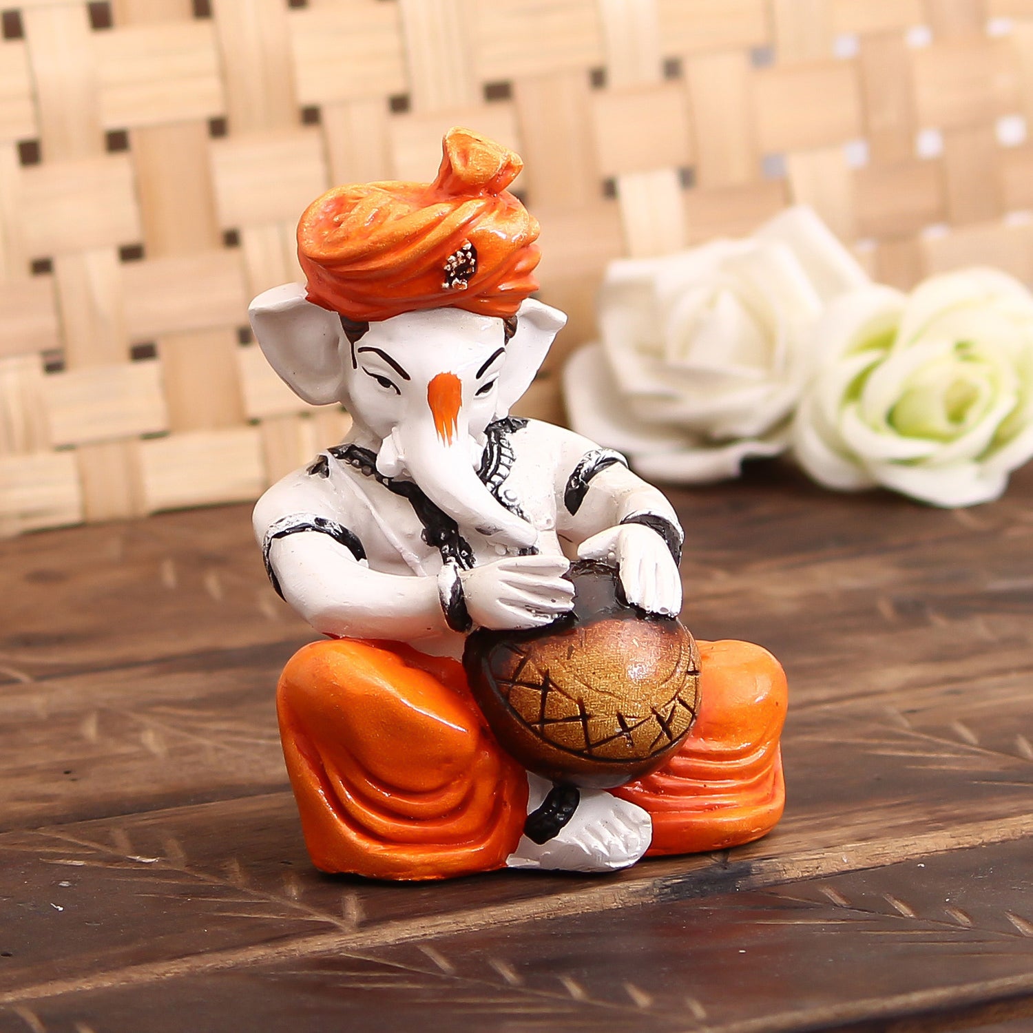 Lord Ganesha Playing Tabla Decorative Showpiece