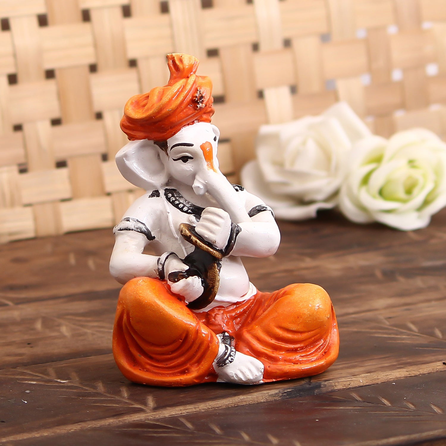 Lord Ganesha Idol Playing Manjira Decorative Showpiece