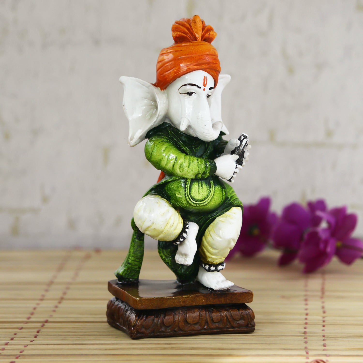Lord Ganesha Idol Playing Instrument Decorative Showpiece