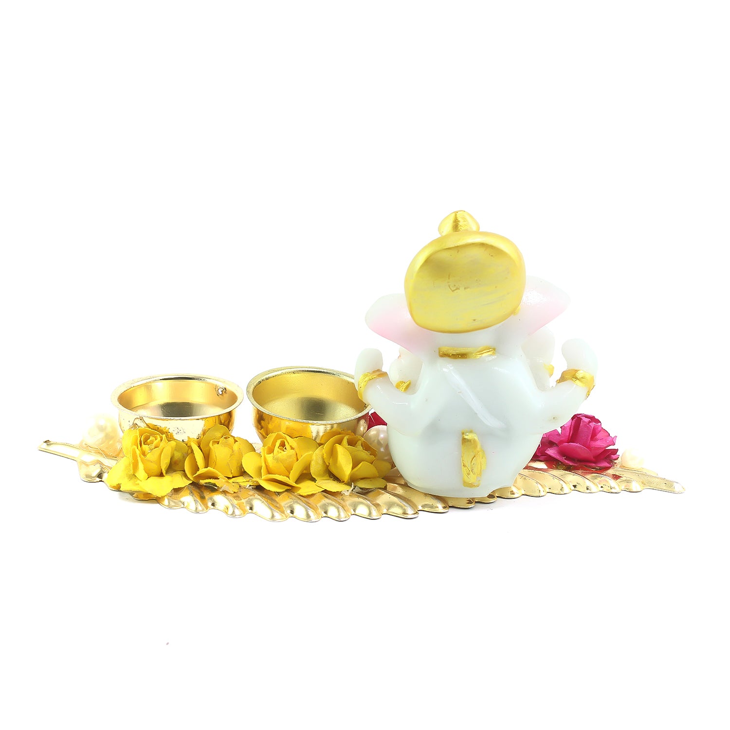Lord Ganesha Idol On Decorative Haldi Kumkum Holder For Auspicious Offerings 5