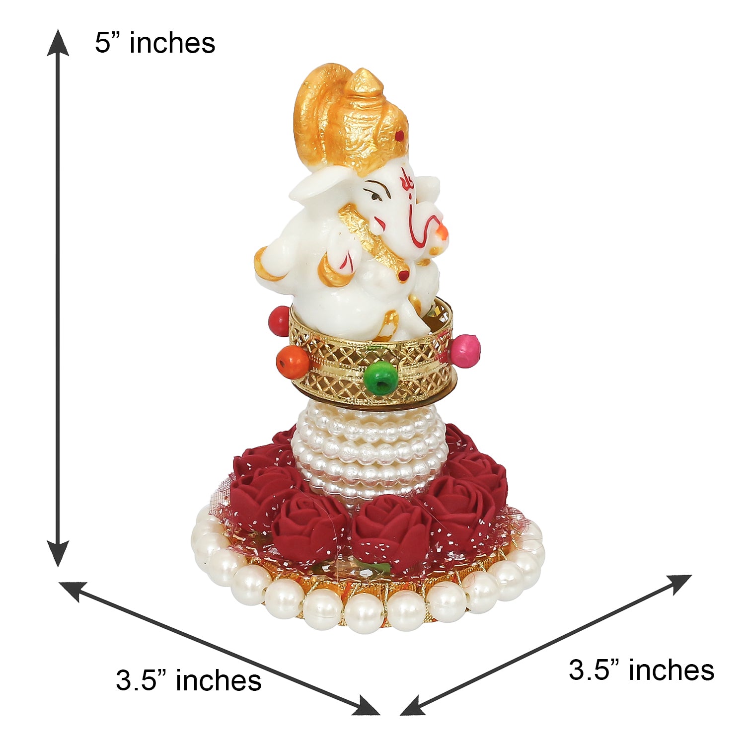 Polyresin Lord Ganesha Idol on Decorative Handcrafted Plate for Home, Office and Car Dashboard 2
