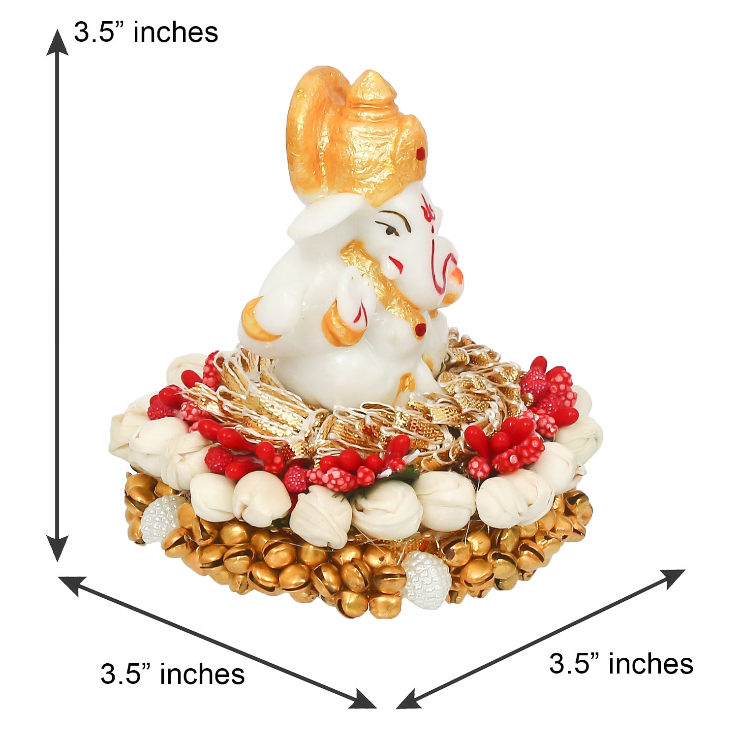 Polyresin Ganesha Idol on Decorative Handcrafted Plate for Home and Car Dashboard 2