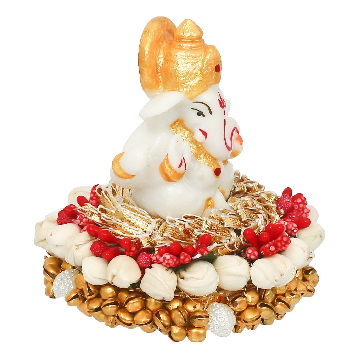 Polyresin Ganesha Idol on Decorative Handcrafted Plate for Home and Car Dashboard 3