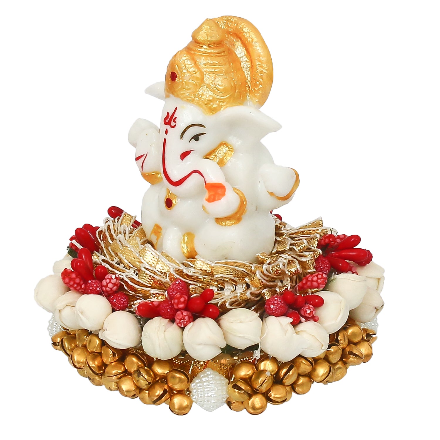 Polyresin Ganesha Idol on Decorative Handcrafted Plate for Home and Car Dashboard 4