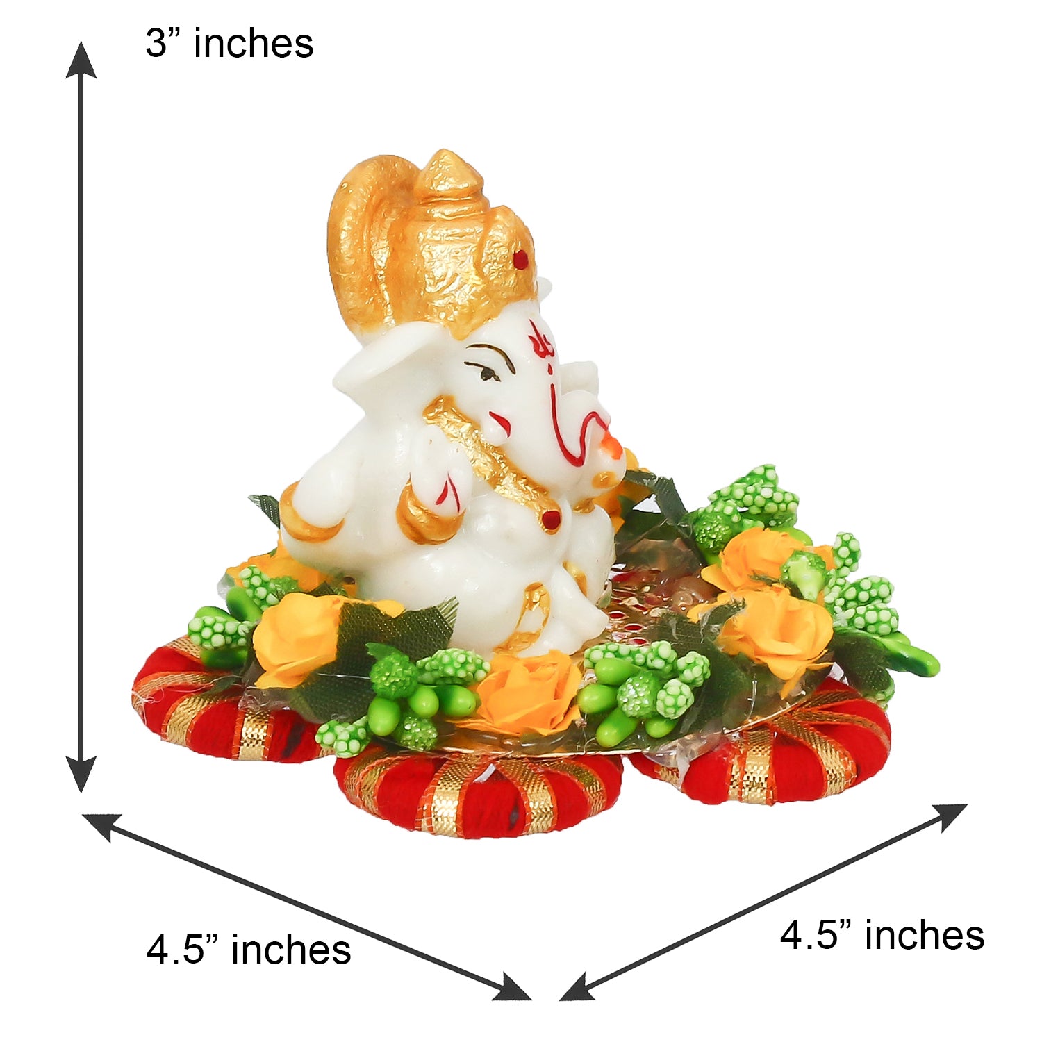 Lord Ganesha Idol On Decorative Handicrafted Plate For Home And Car Dashboard 2