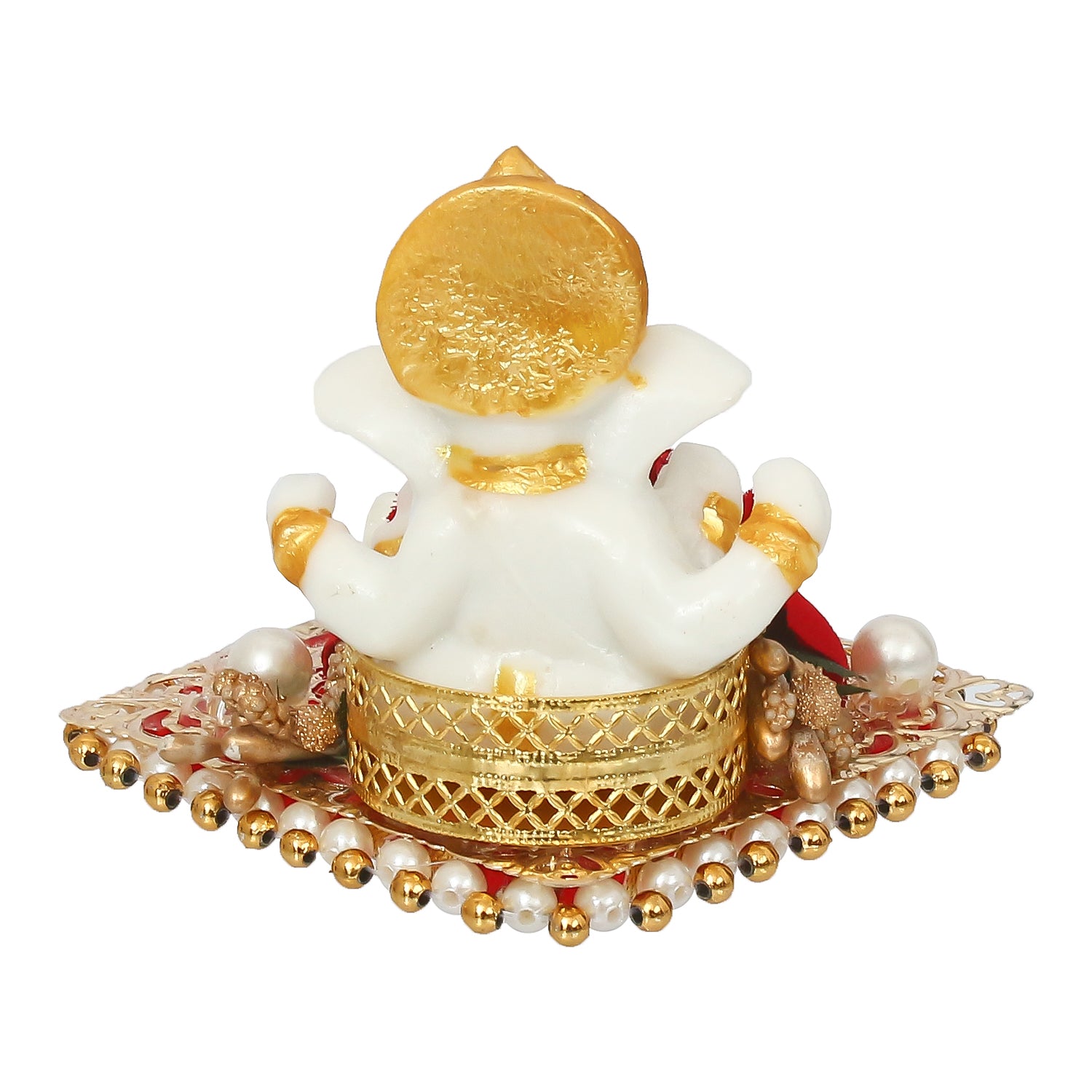 Polyresin Lord Ganesha Idol on Decorative Handcrafted Plate for Home and Car Dashboard 5