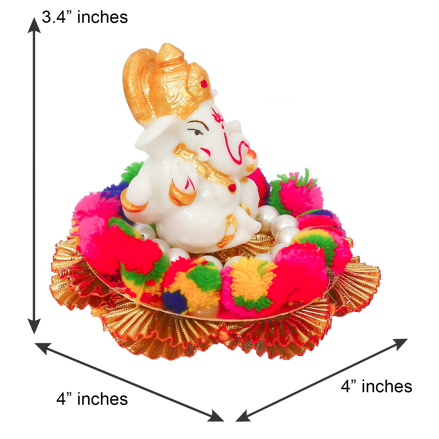 Lord Ganesha Idol On Decorative Handicrafted Plate For Home And Car Dashboard 2