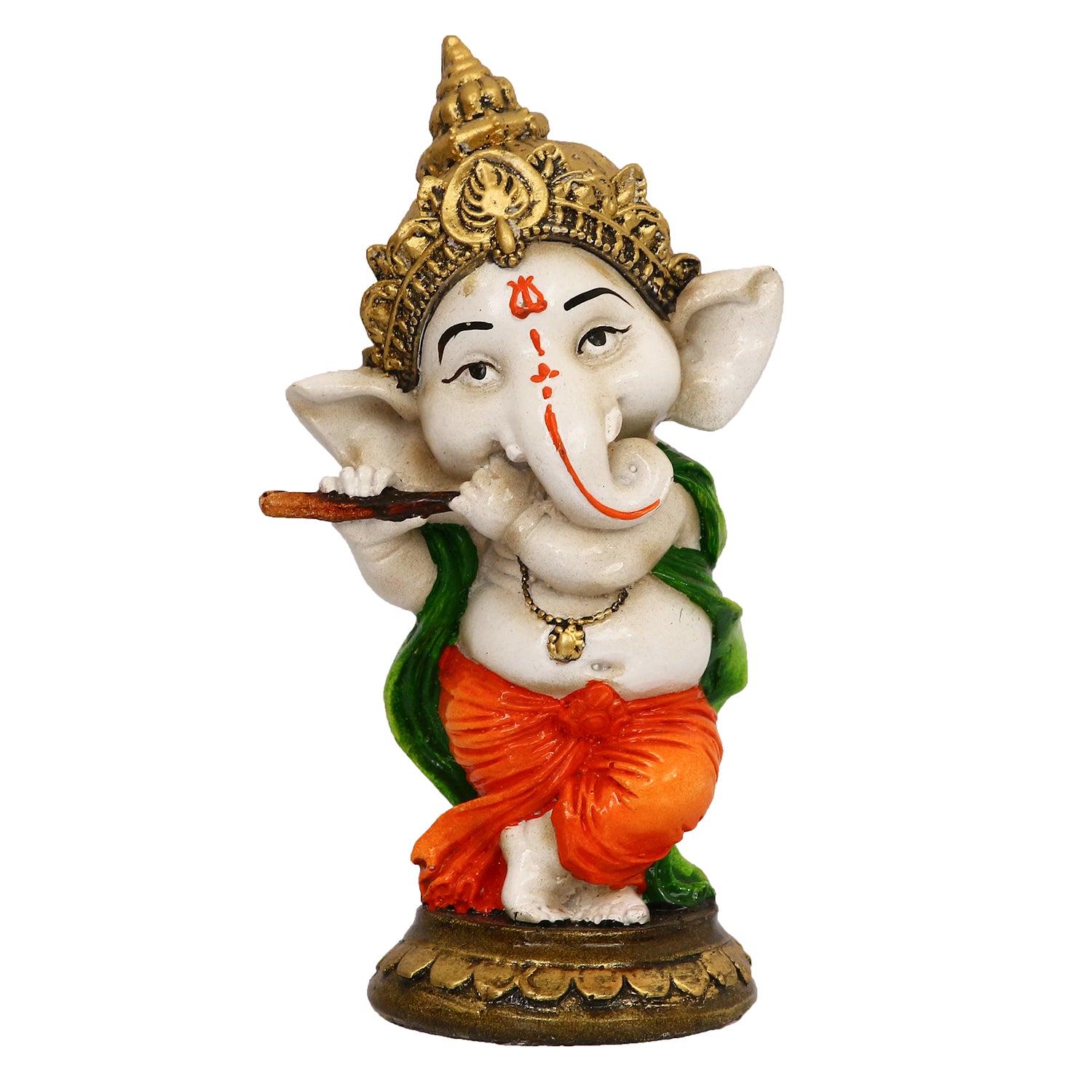 Polyresin Colorful Lord Ganesha Idol Playing Flute 2