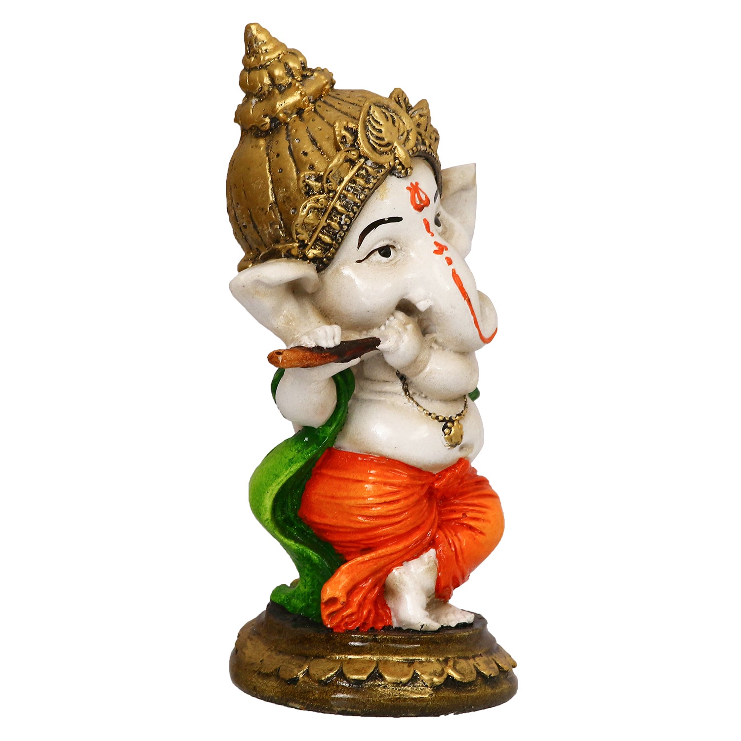 Polyresin Colorful Lord Ganesha Idol Playing Flute 4