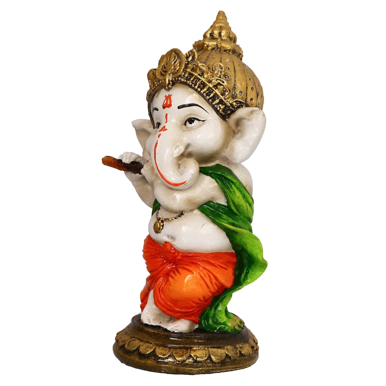 Polyresin Colorful Lord Ganesha Idol Playing Flute 5