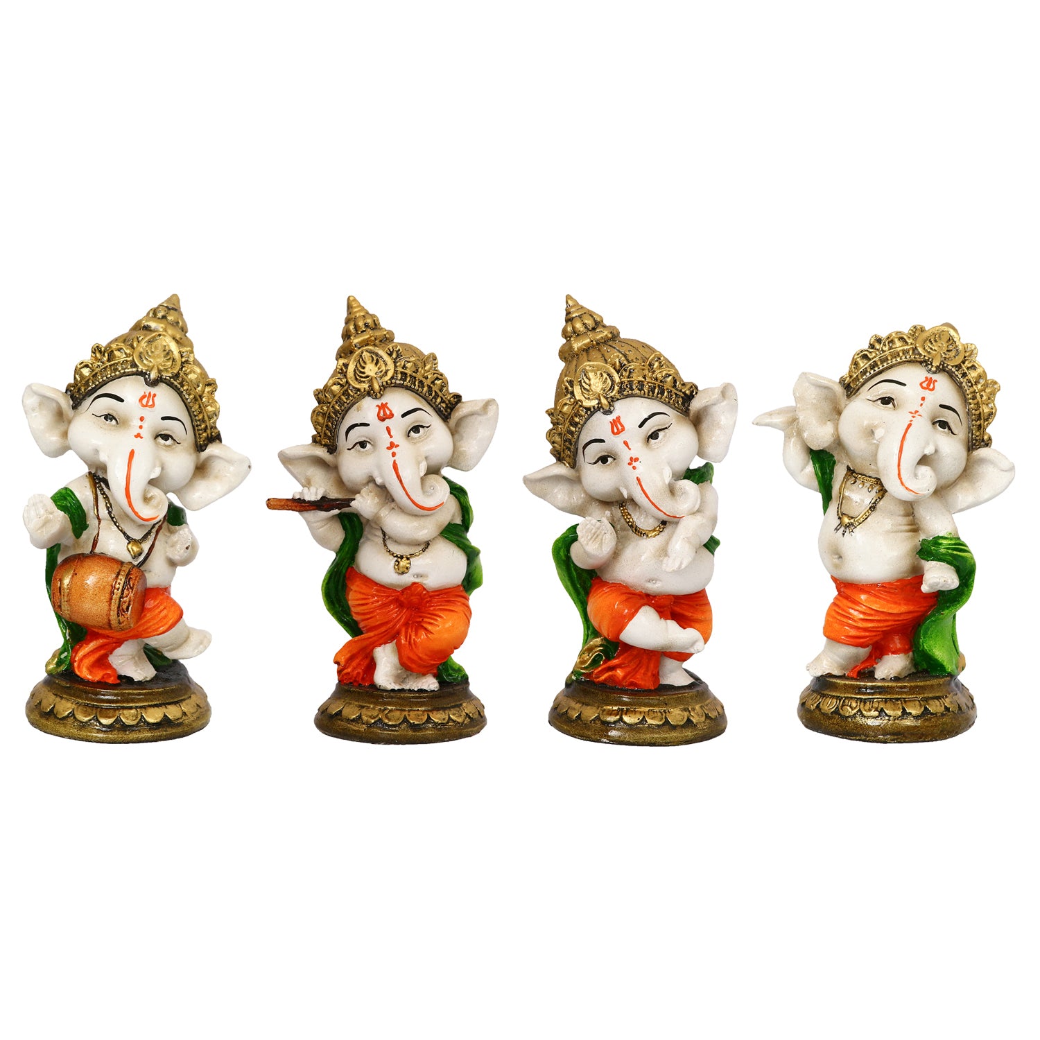 Set Of 4 Colorful Lord Ganesha Idols Decorative Showpieces 1