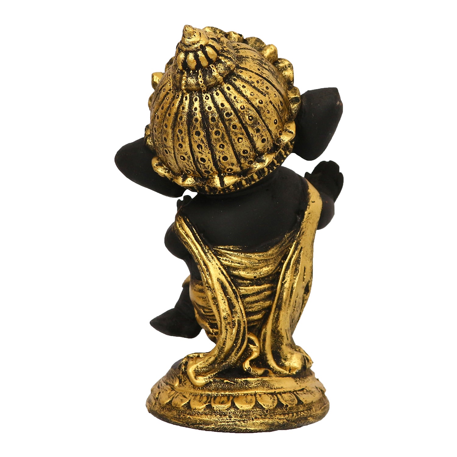 Golden And Black Lord Ganesha Idol Playing Dholak Decorative Showpiece 6