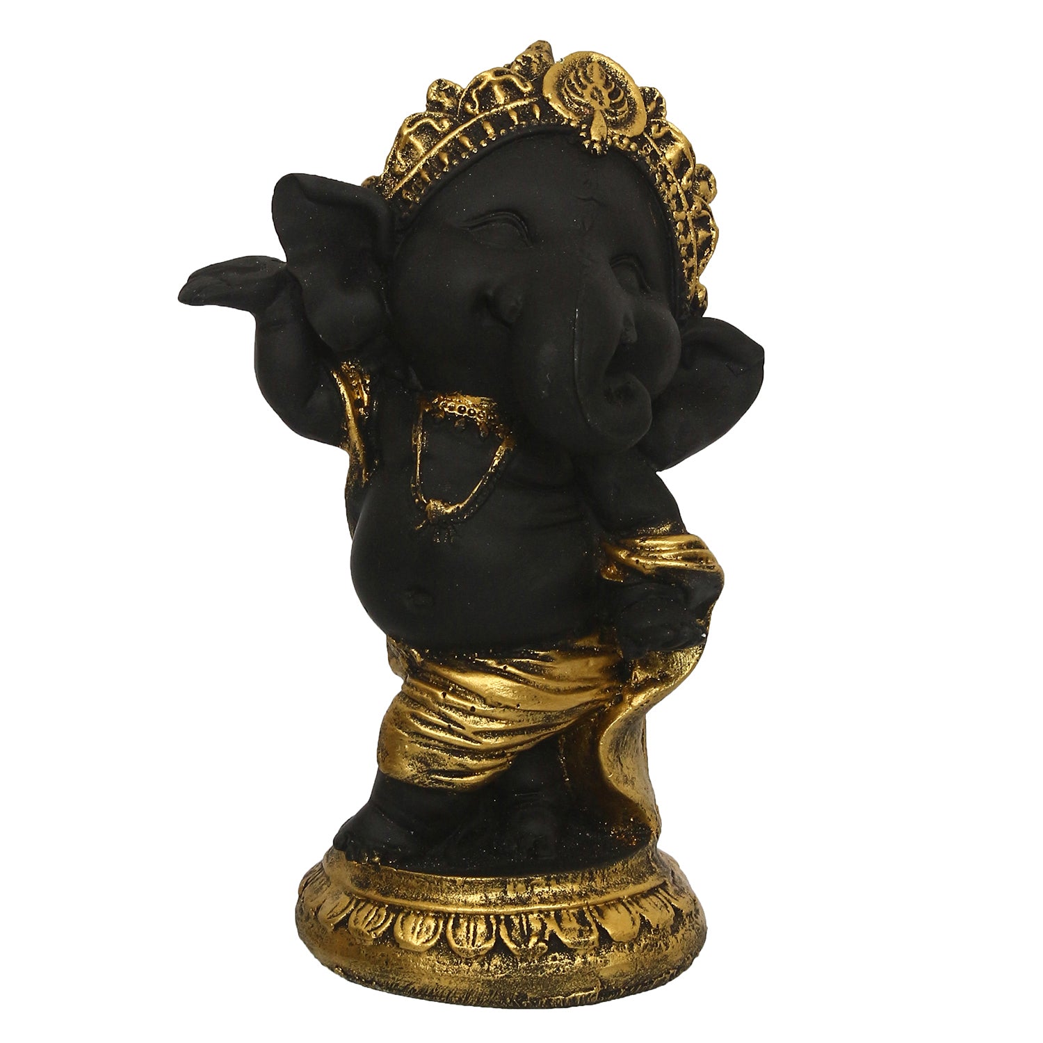 Golden And Black Lord Ganesha Idol In Dancing Avatar Decorative Showpiece 2