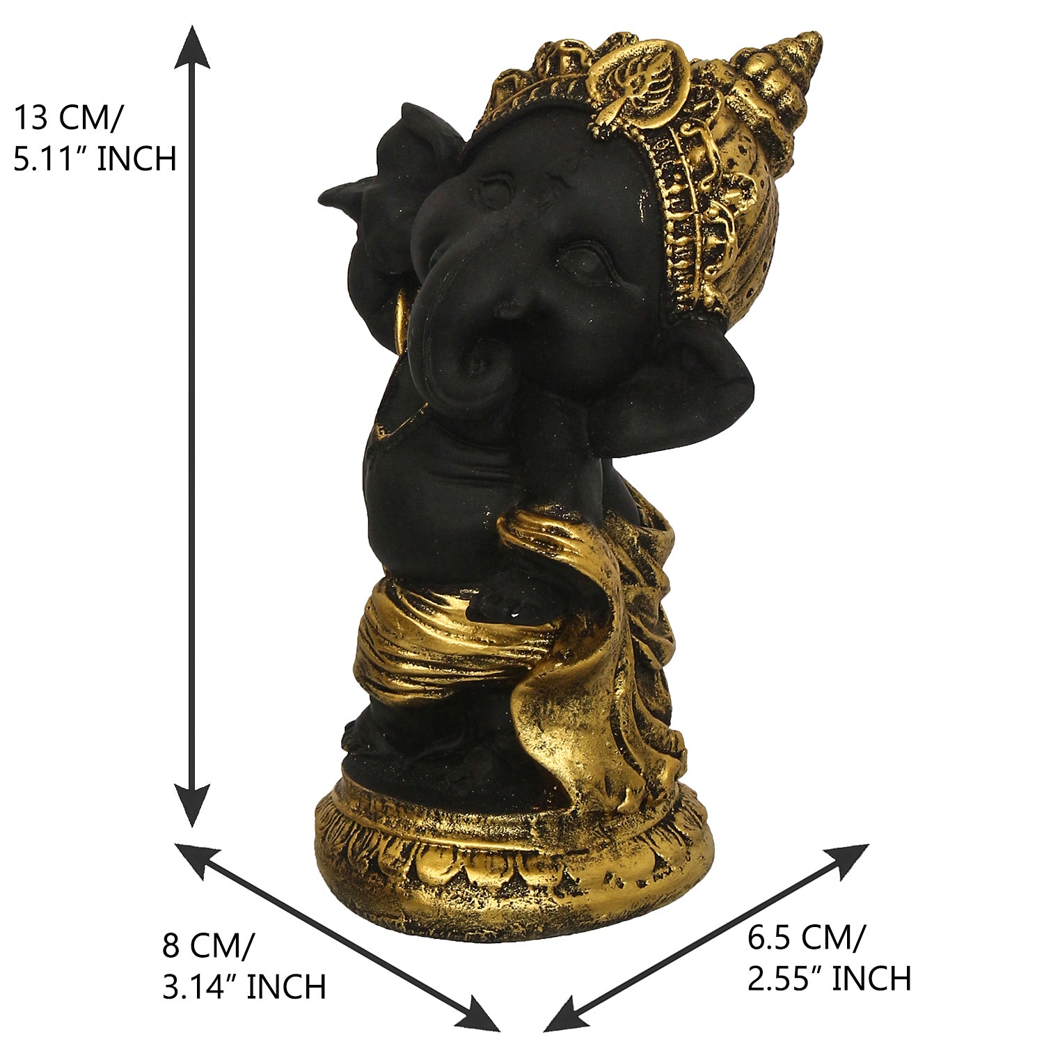 Golden And Black Lord Ganesha Idol In Dancing Avatar Decorative Showpiece 3