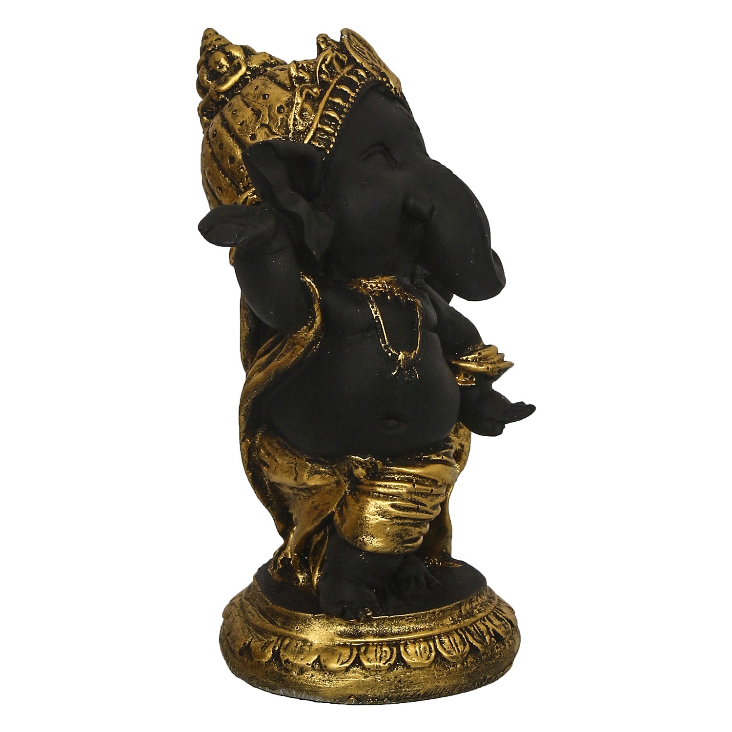Golden And Black Lord Ganesha Idol In Dancing Avatar Decorative Showpiece 4