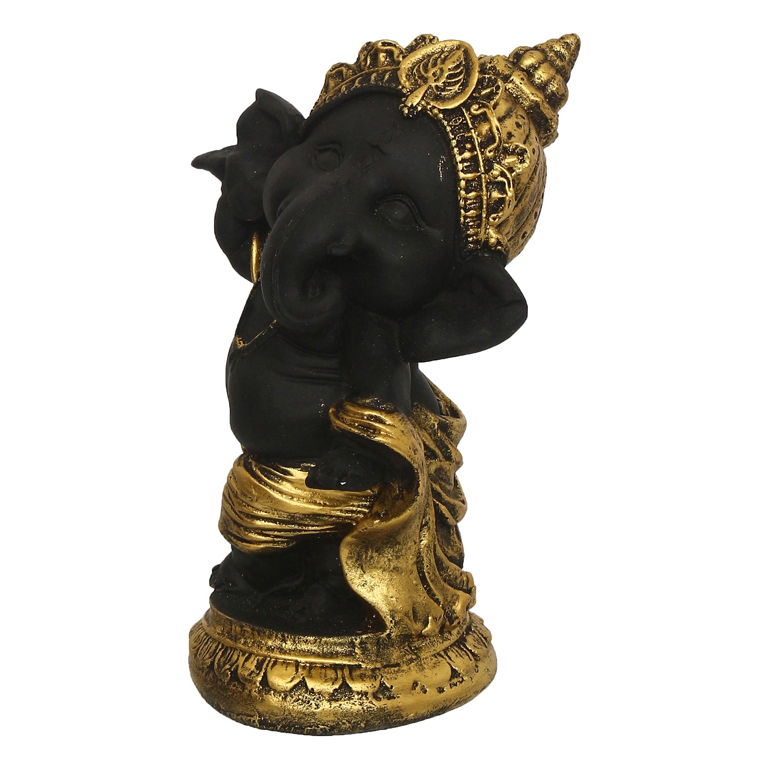 Golden And Black Lord Ganesha Idol In Dancing Avatar Decorative Showpiece 5