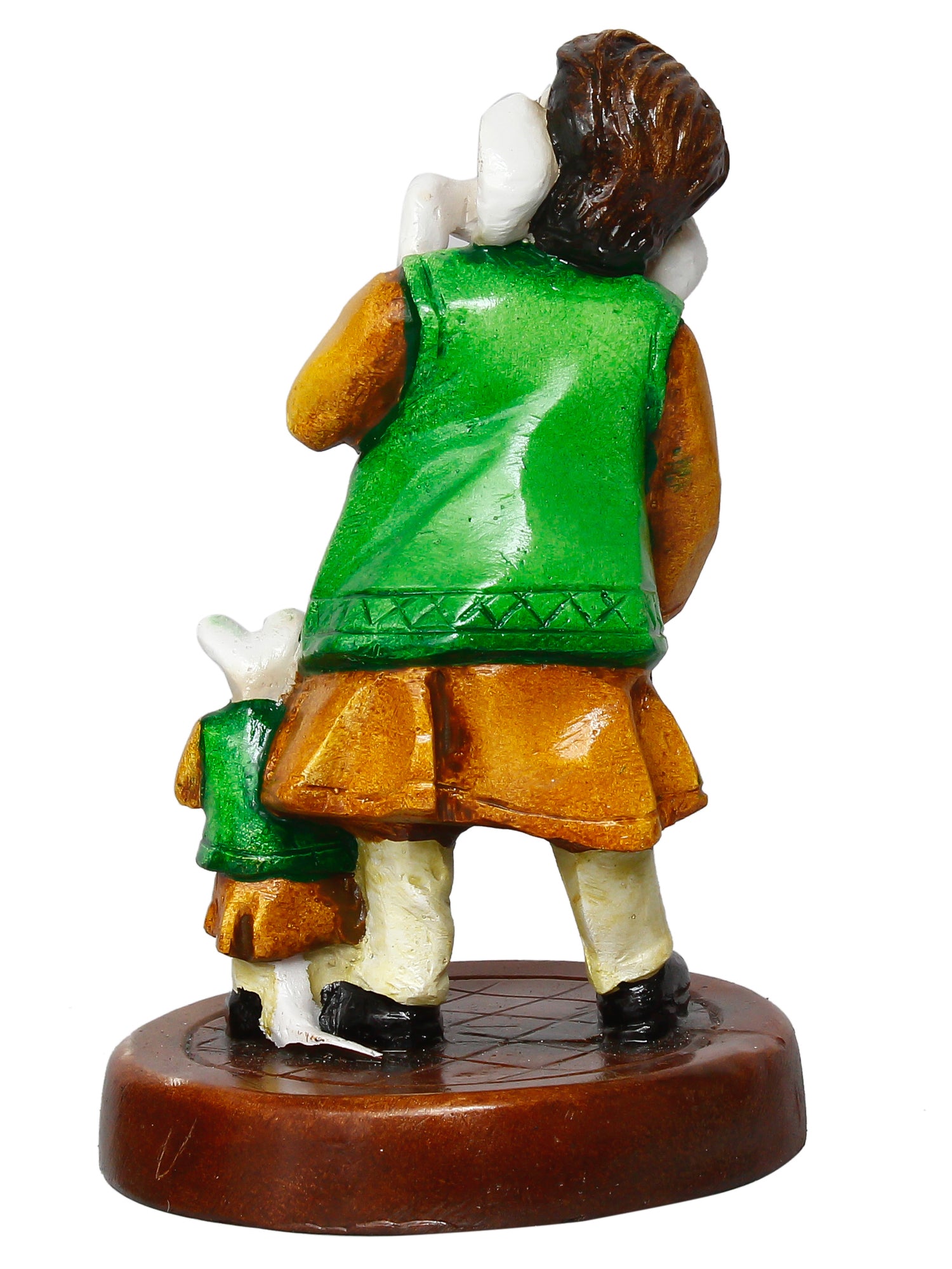 Orange and Green Handcrafted Polyresin Lord Ganesha Idol Singing with Mushak 5