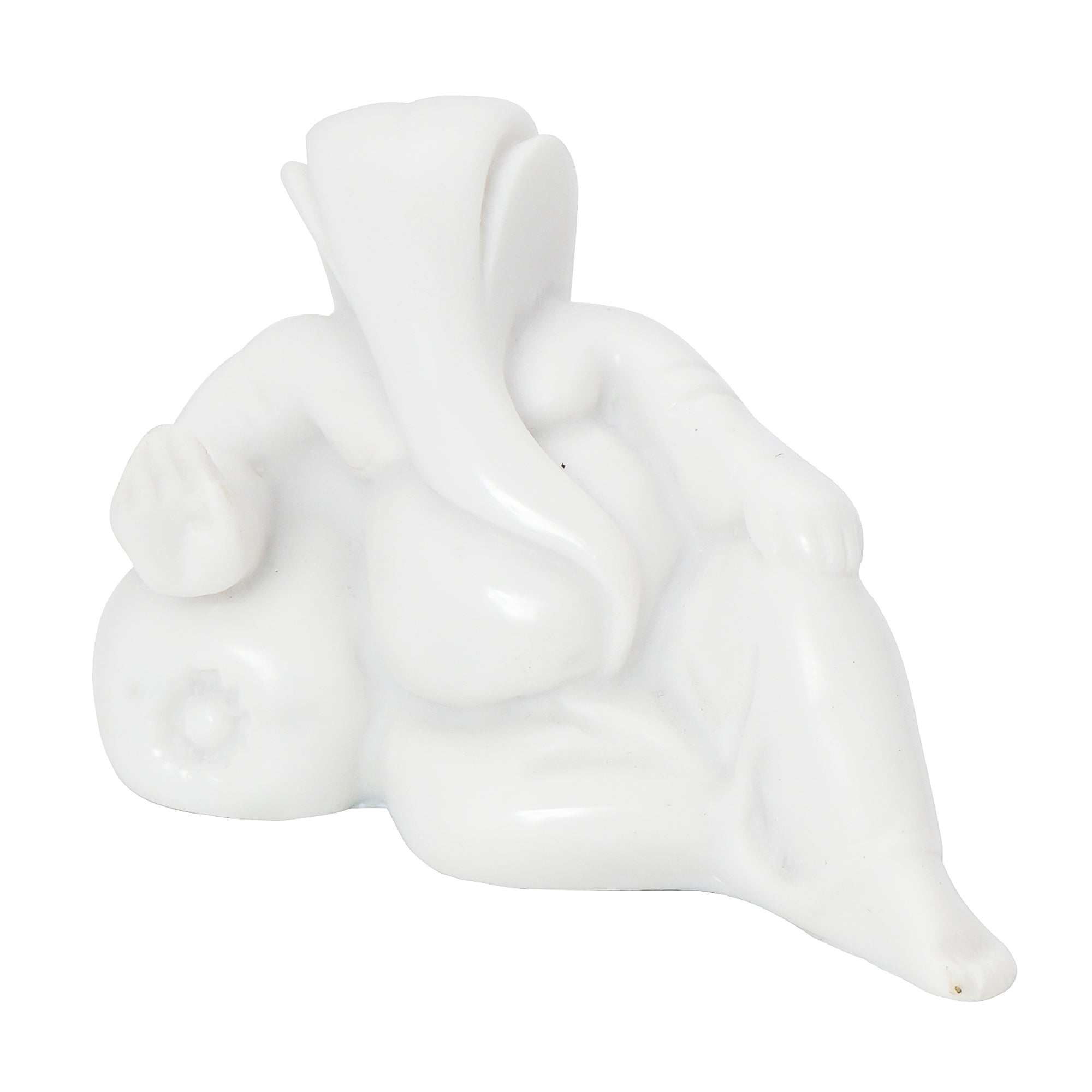 Pure White Resting Lord Ganesha Idol for Home/Temple/Office/Car Dashboard 2