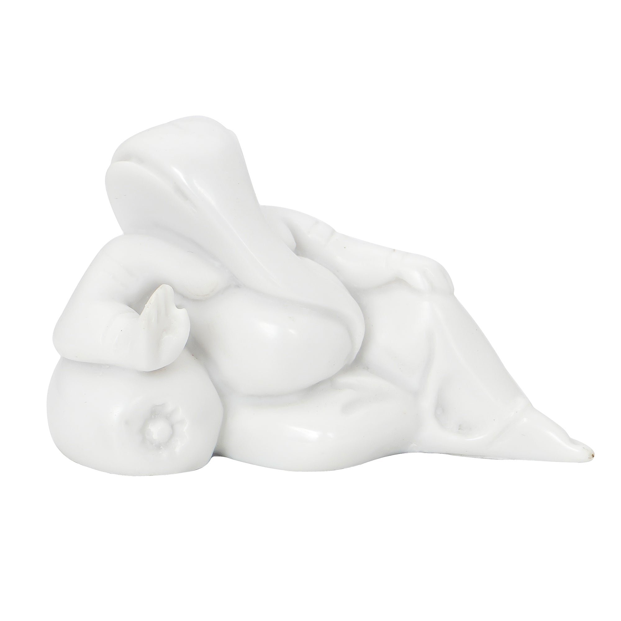 Pure White Resting Lord Ganesha Idol for Home/Temple/Office/Car Dashboard 5