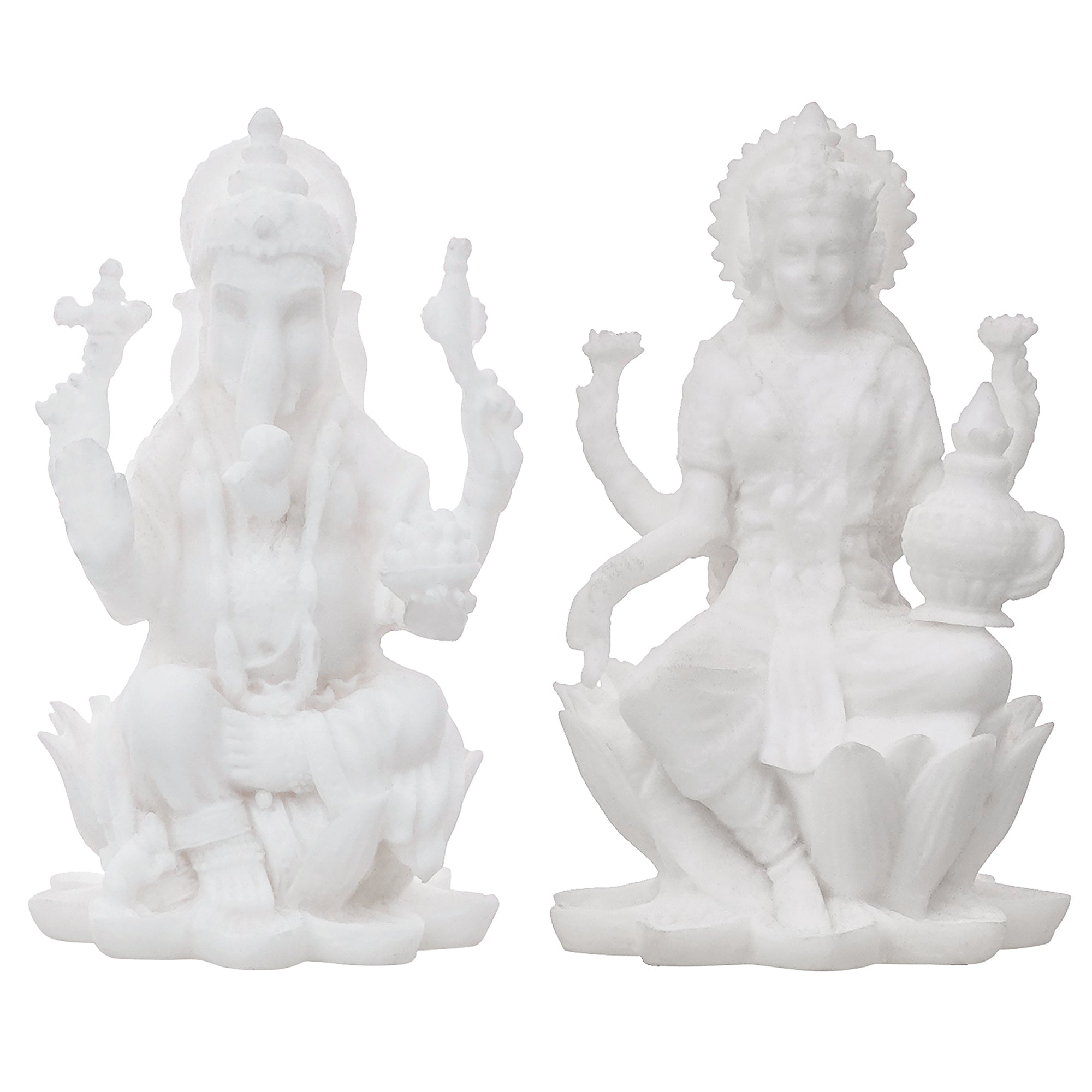 White Polyresin Lord Ganesha & Goddess Laxmi Statue 2