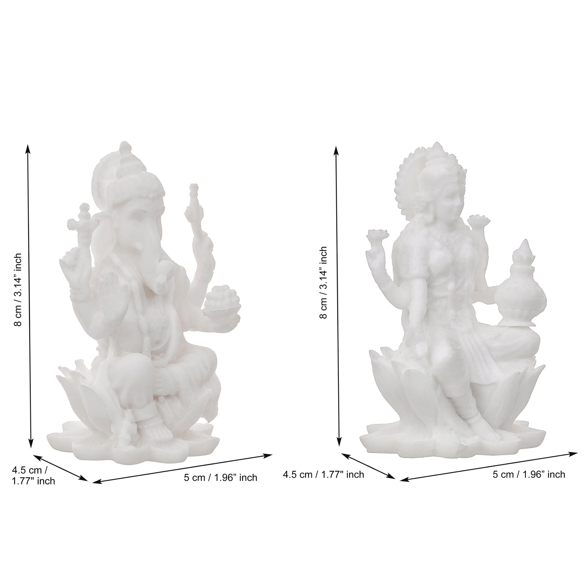 White Polyresin Lord Ganesha & Goddess Laxmi Statue 3