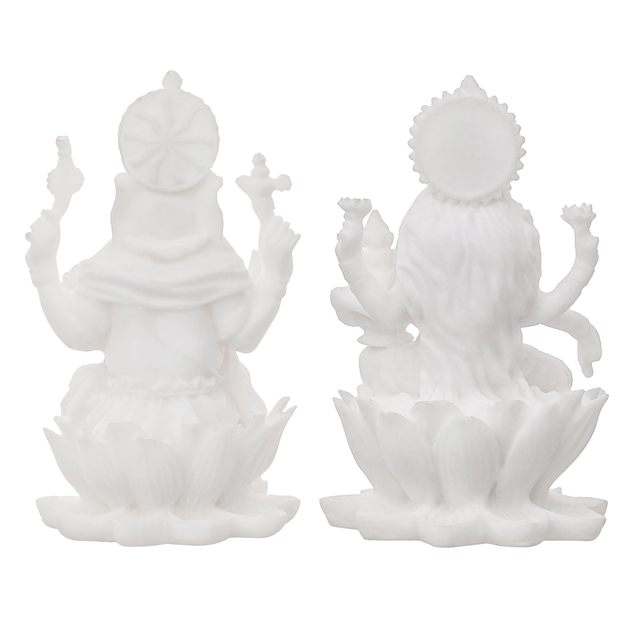 White Polyresin Lord Ganesha & Goddess Laxmi Statue 6