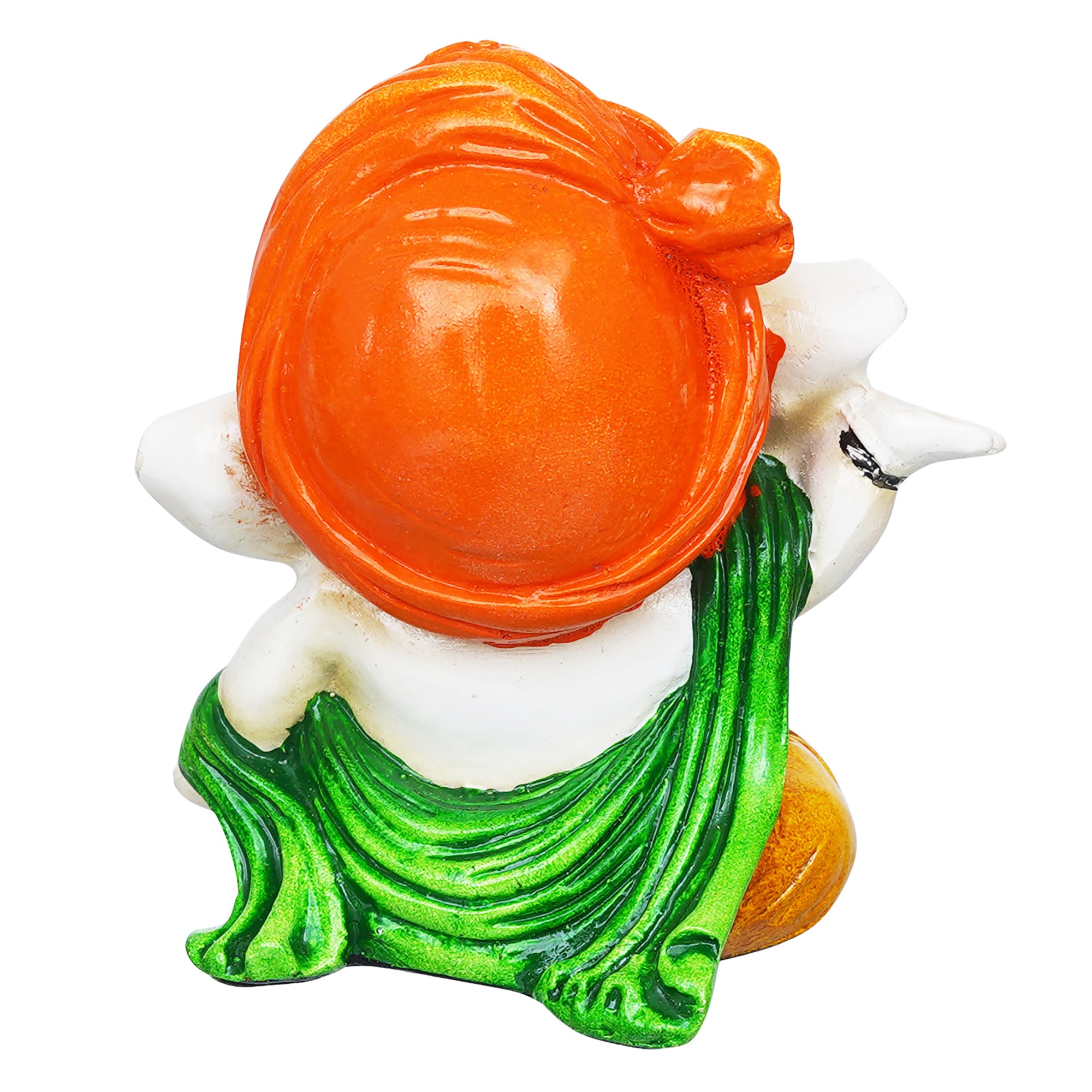 eCraftIndia Orange Polyresin Handcrafted Dancing Lord Ganesha Idol while Sitting 8