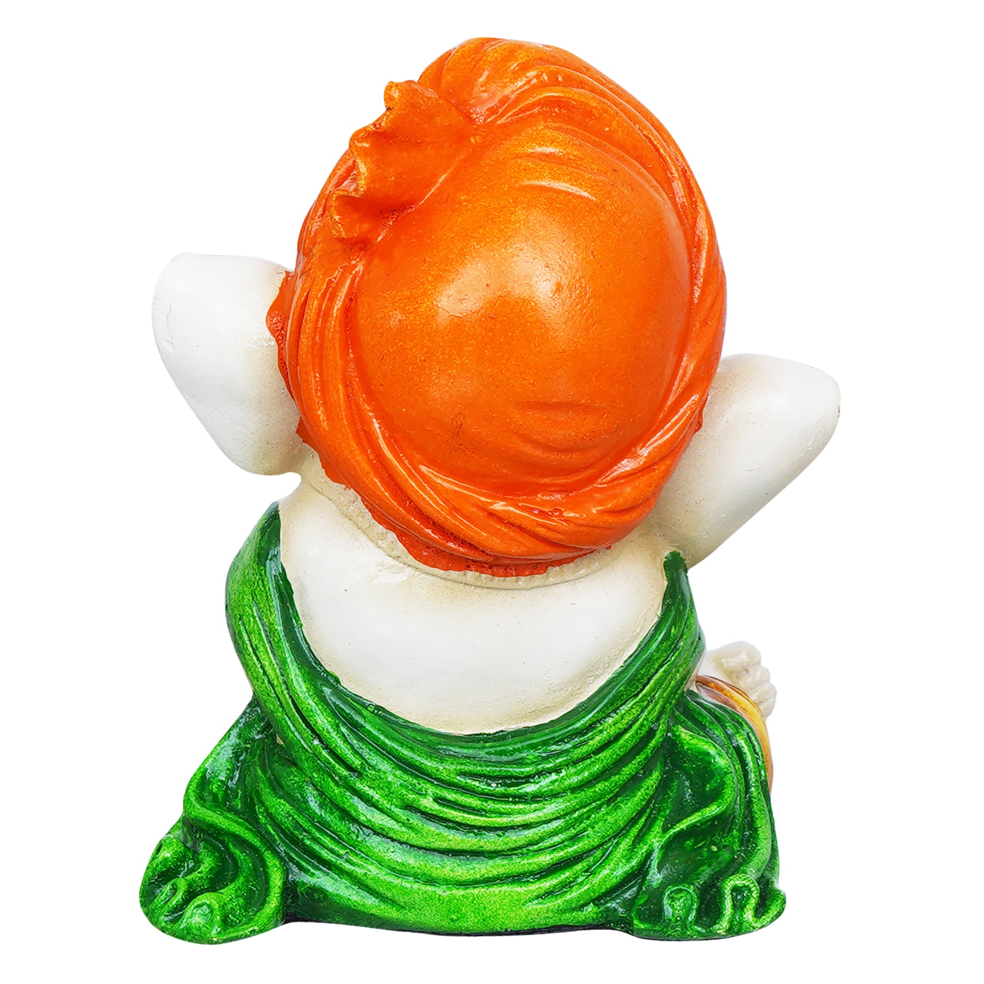 eCraftIndia Orange Polyresin Handcrafted Eating Lord Ganesha Idol while Sitting 8