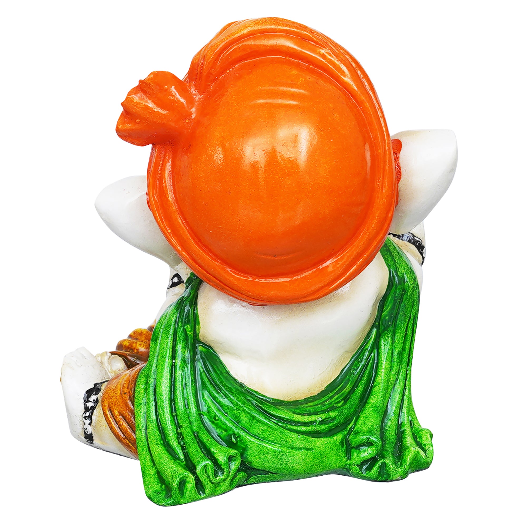 eCraftIndia Orange Polyresin Handcrafted Dancing Lord Ganesha Idol while Sitting 8
