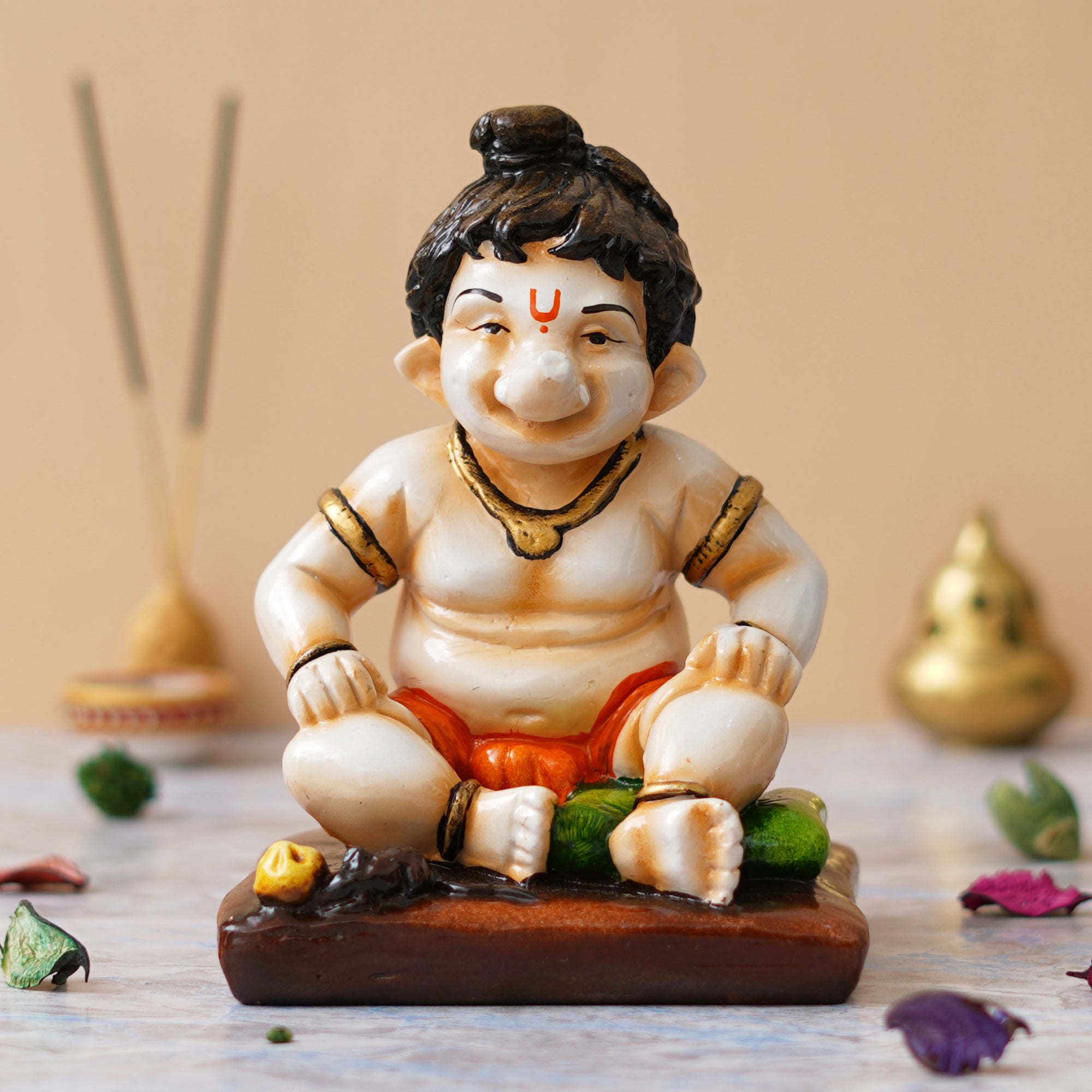 eCraftIndia Multicolor Polyresin Handcrafted Sitting Lord Ganesha Idol