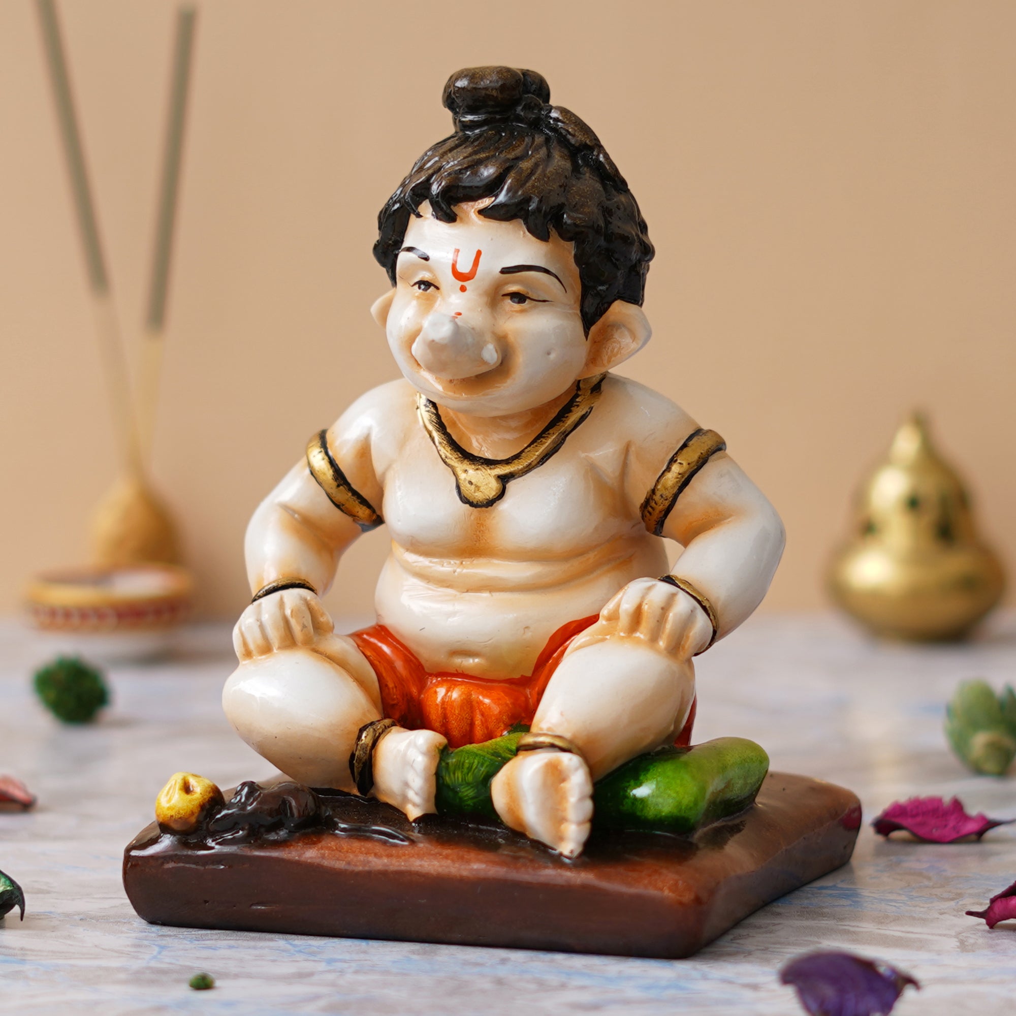 eCraftIndia Multicolor Polyresin Handcrafted Sitting Lord Ganesha Idol 1