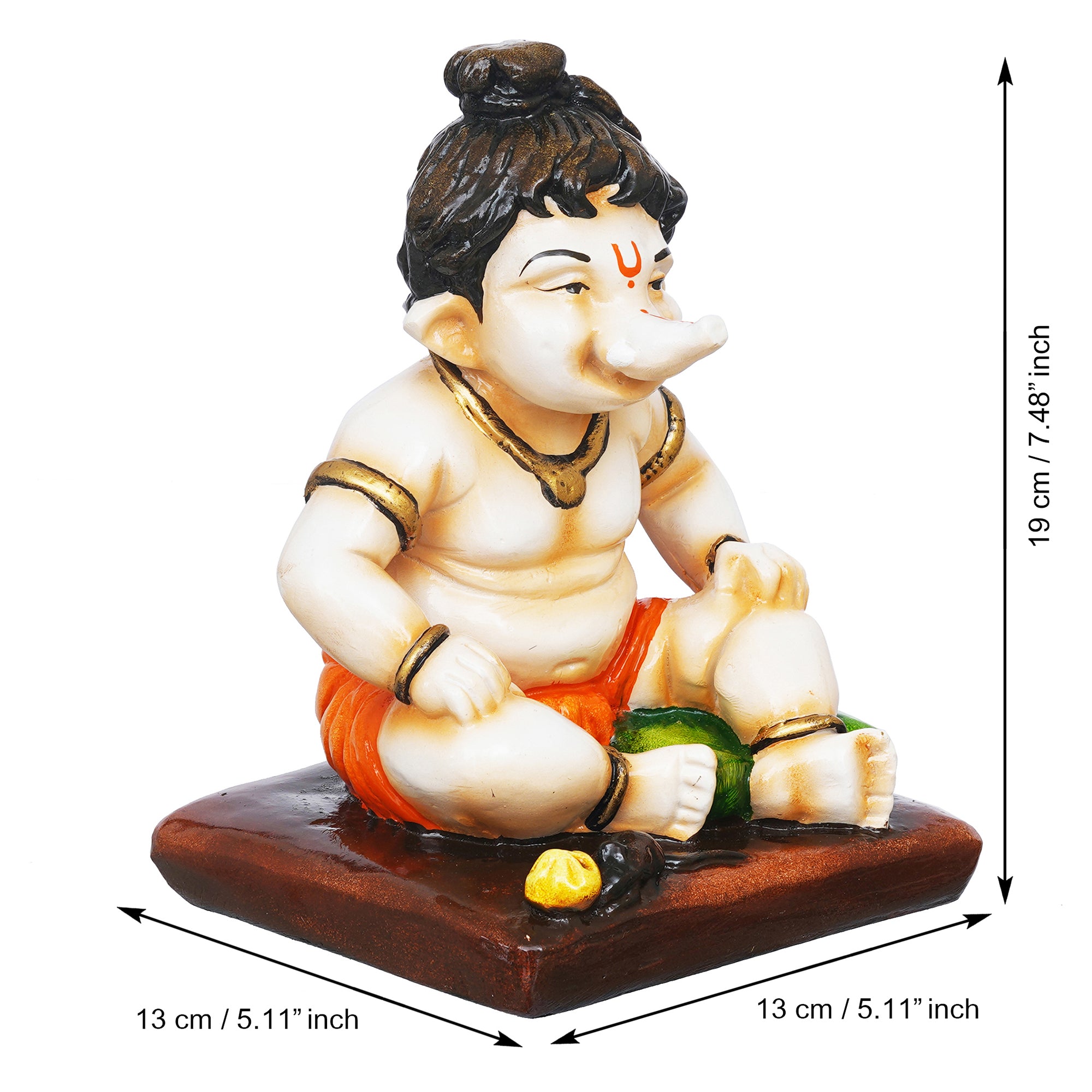 eCraftIndia Multicolor Polyresin Handcrafted Sitting Lord Ganesha Idol 3