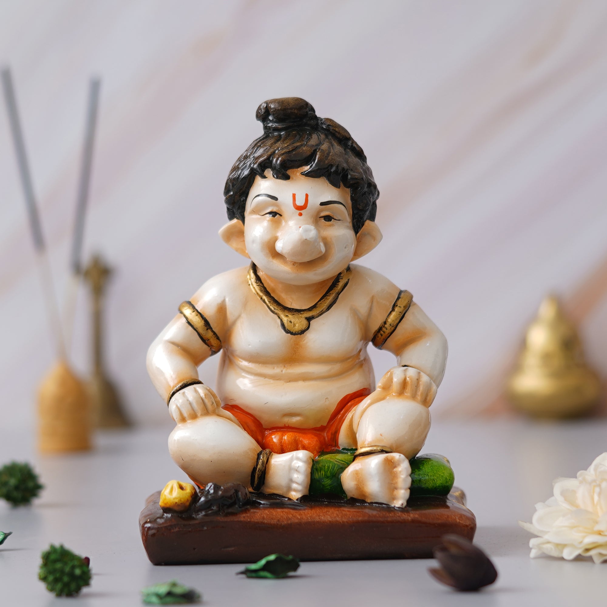 eCraftIndia Multicolor Polyresin Handcrafted Sitting Lord Ganesha Idol 4
