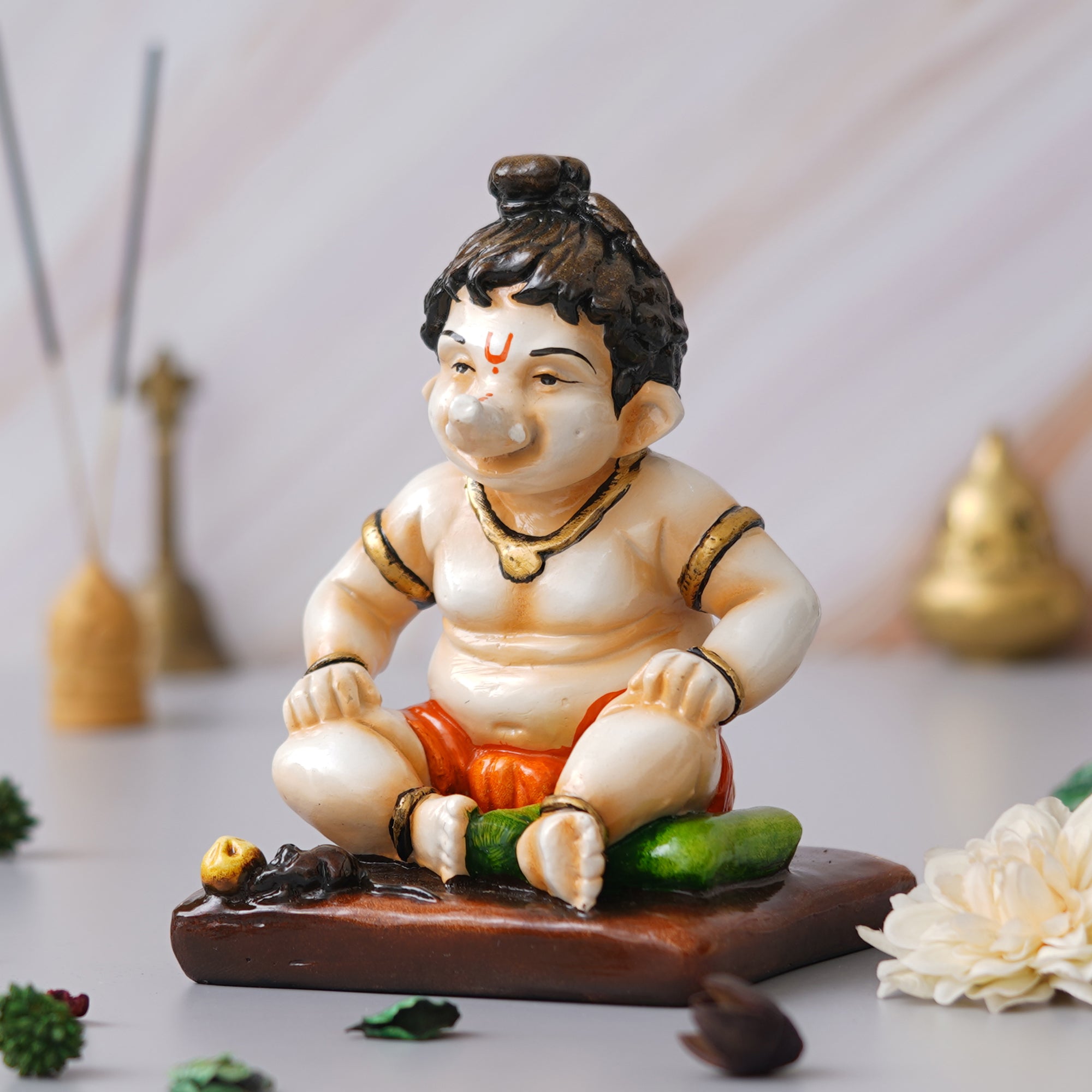 eCraftIndia Multicolor Polyresin Handcrafted Sitting Lord Ganesha Idol 5
