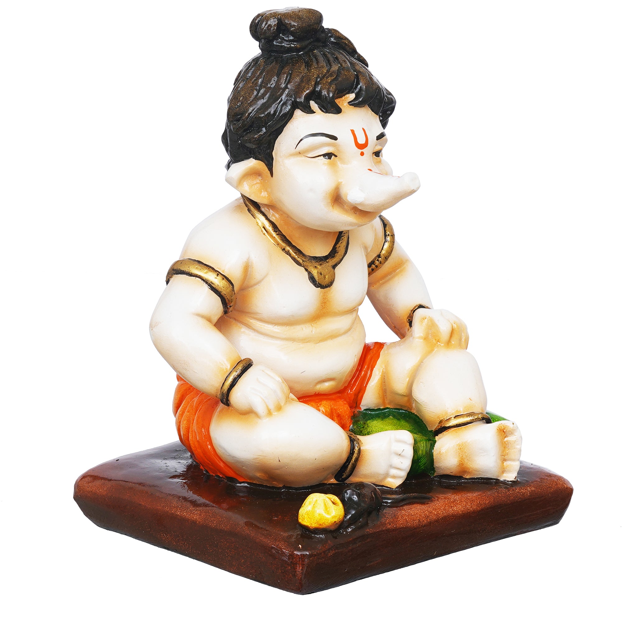 eCraftIndia Multicolor Polyresin Handcrafted Sitting Lord Ganesha Idol 6