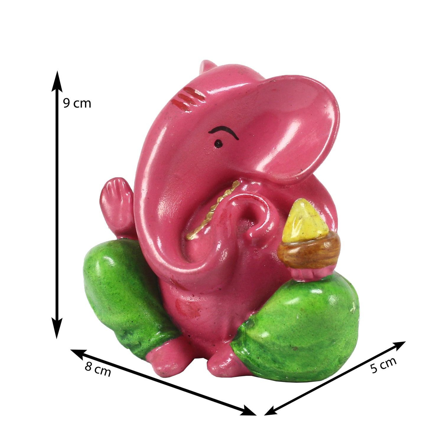Pink and Green Polyresin Lord Ganesha Idol for Car Dashboard, Home Temple and Office Desks 2