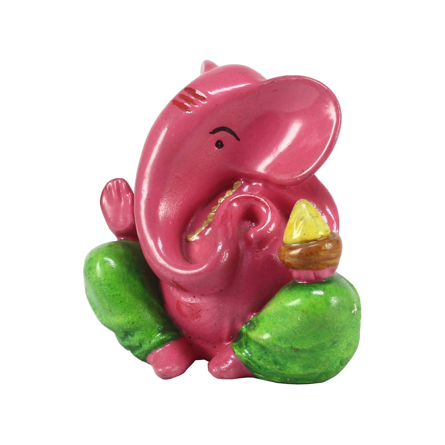 Pink and Green Polyresin Lord Ganesha Idol for Car Dashboard, Home Temple and Office Desks 3